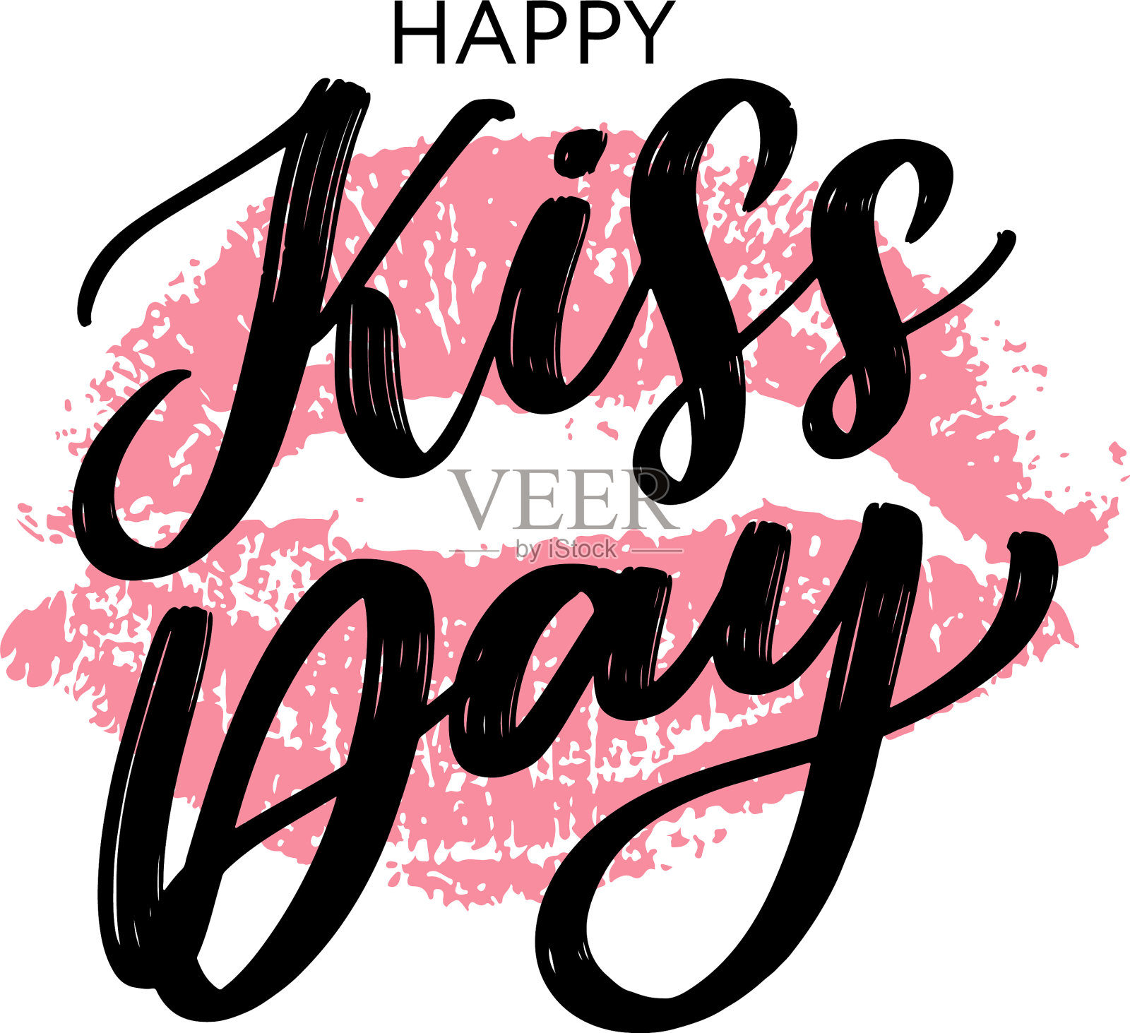 吻我贺卡海报与粉色手绘设计元素图片