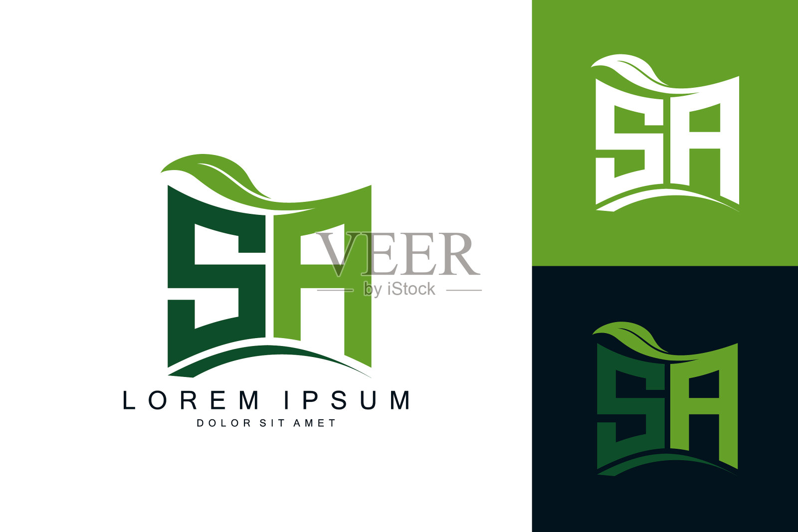 撒花冠叶标志天然有机优质插画图片素材