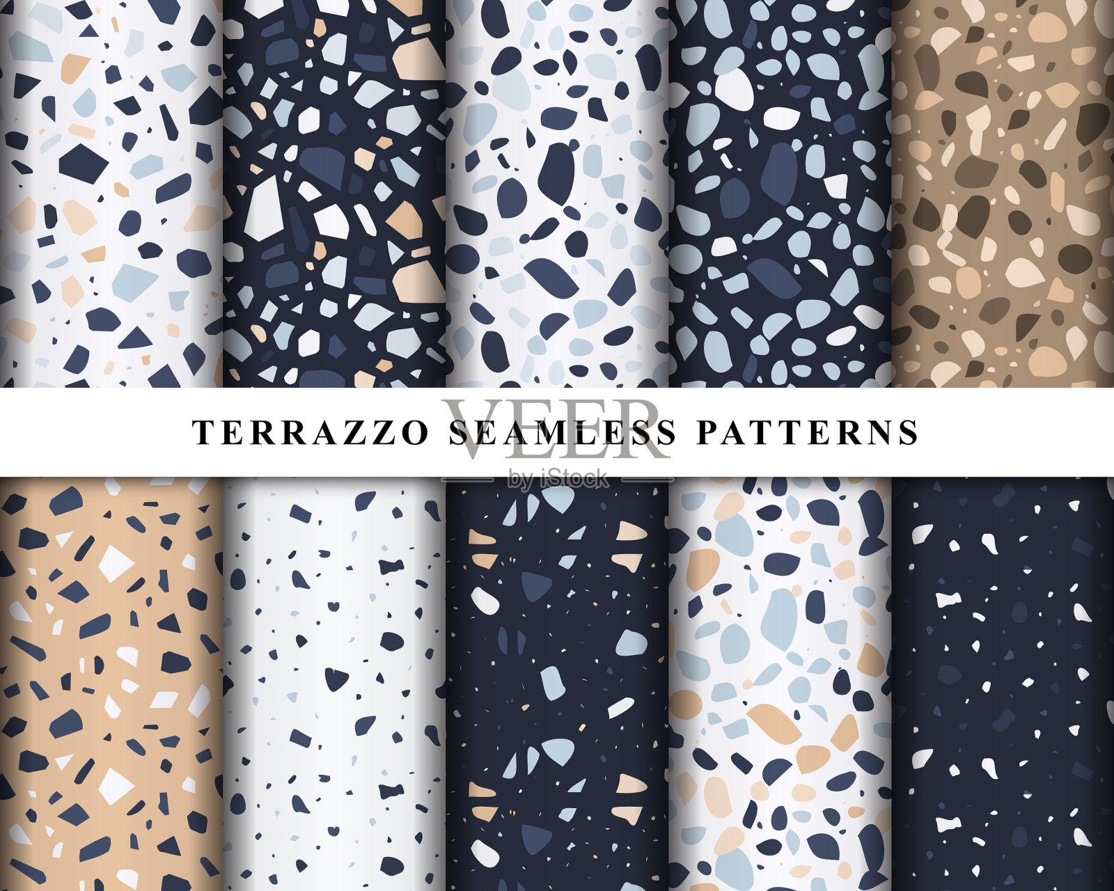 集水磨石无缝图案水磨石插画图片素材