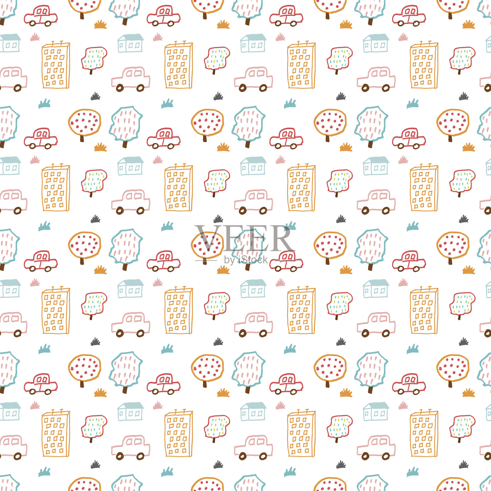 无缝连接城市生活房屋插画图片素材