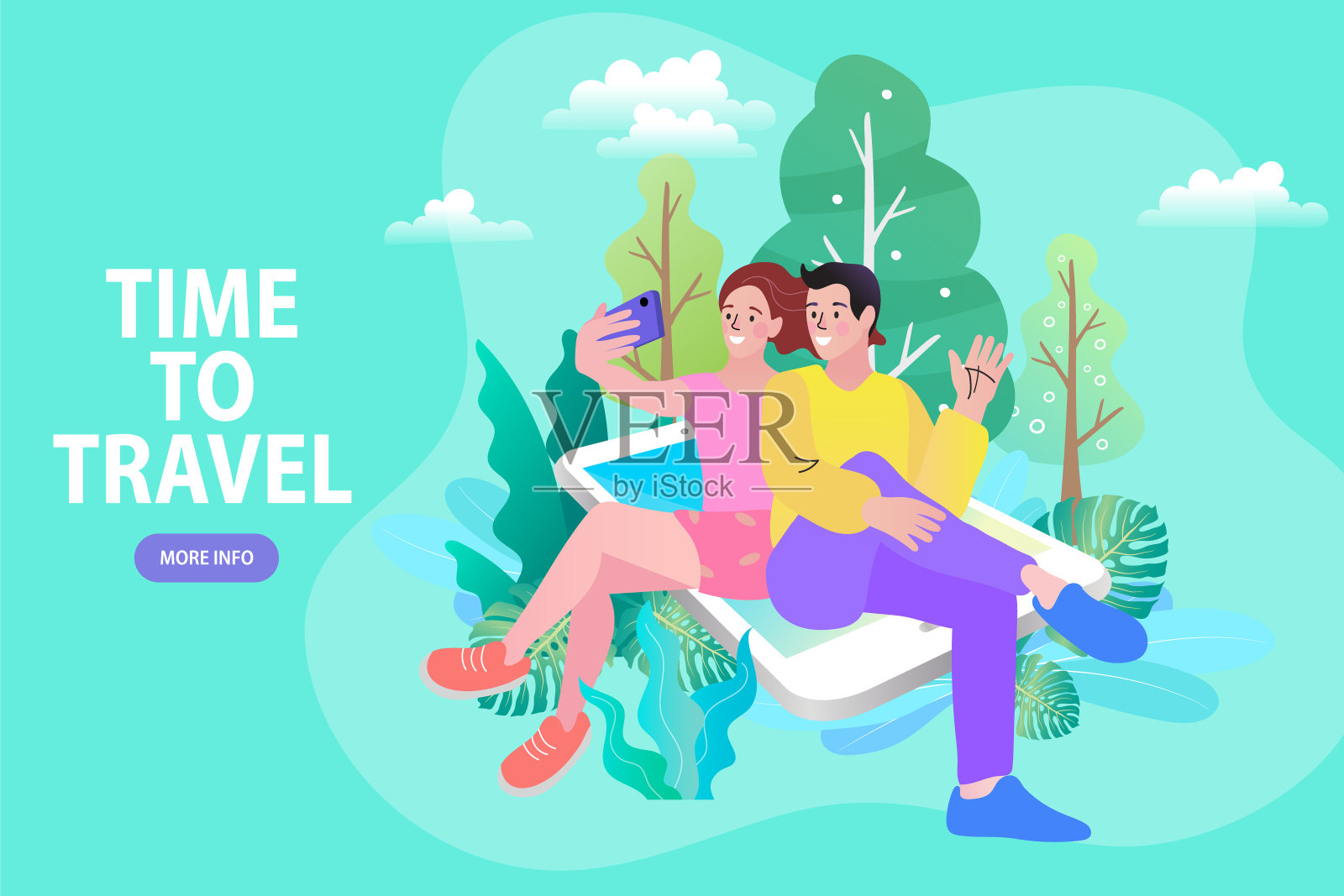 旅行者在线保险概念。向量的旅行。插画图片素材