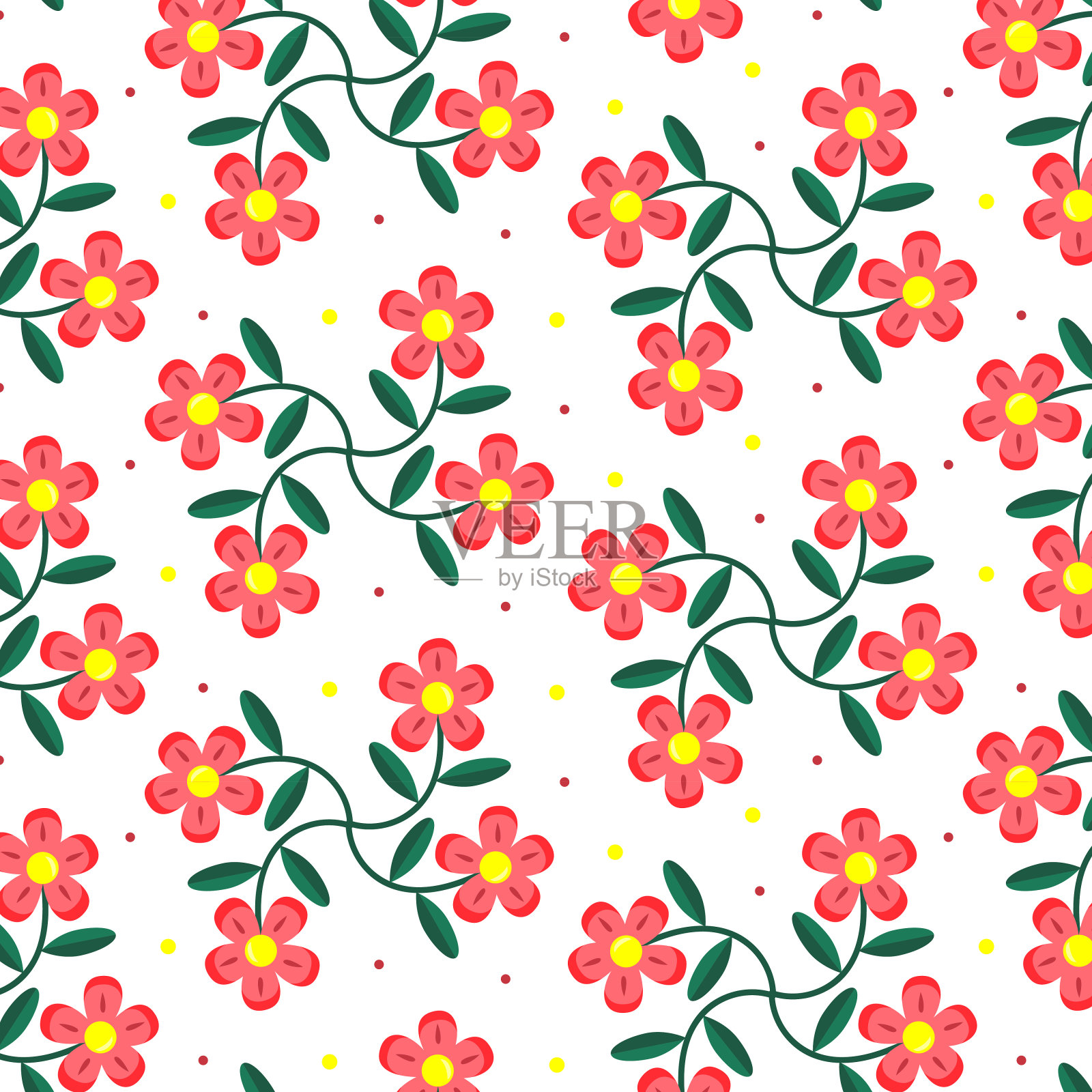 卡通花朵图案。插画图片素材