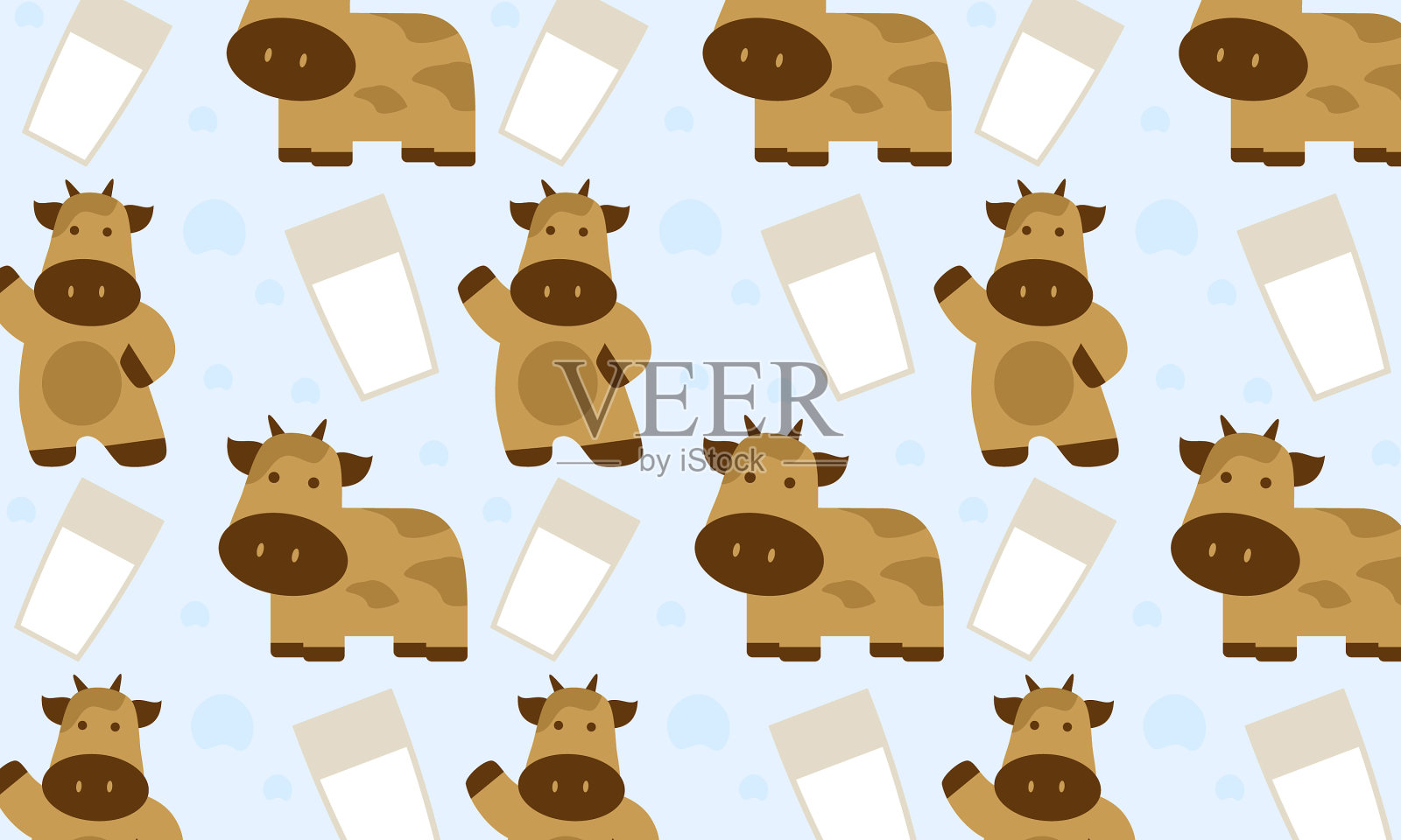 奶牛无缝图案插画图片素材