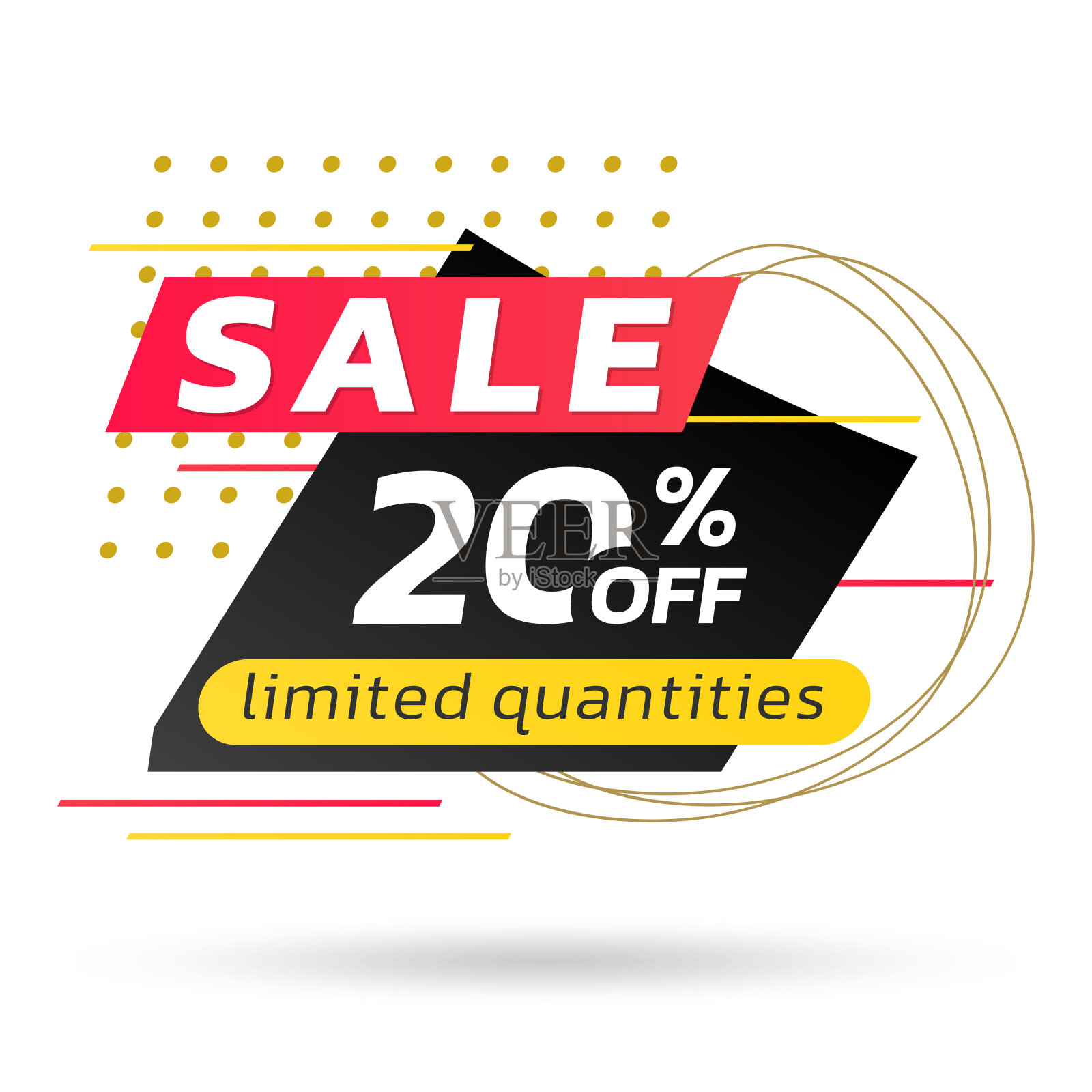 销售横幅或海报模板。现代折扣卡设计模板推广和社交媒体广告。20%的价格与抽象的几何形状布局。矢量插图。插画图片素材