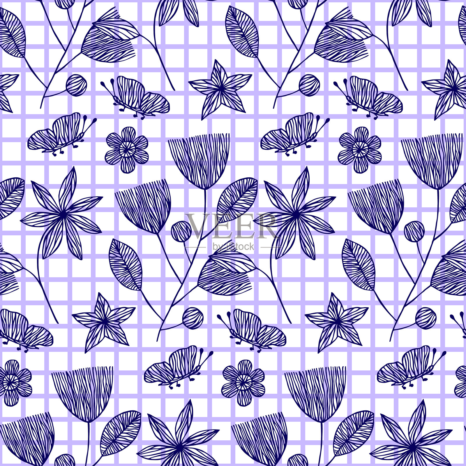 装饰花无缝图案。插画图片素材