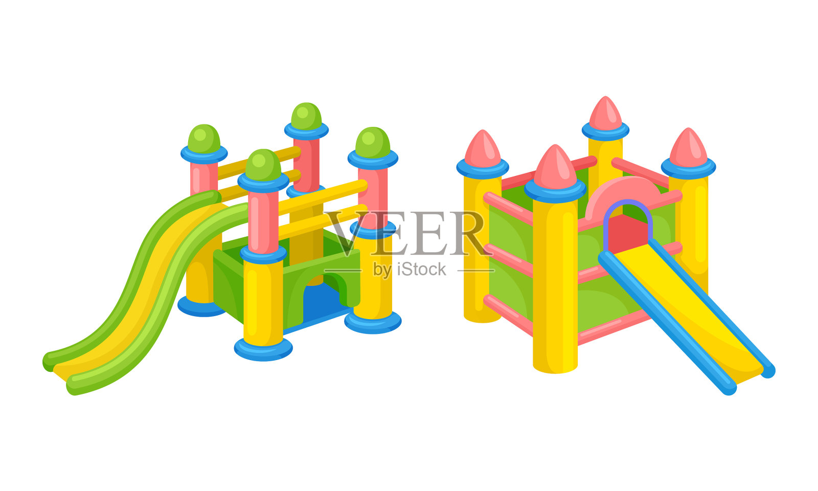 明亮的充气滑梯表面光滑插画图片素材