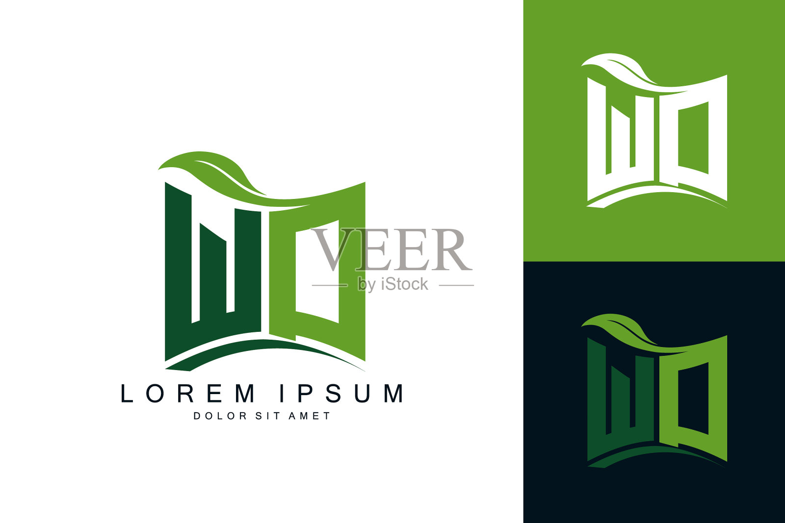 Wd字母叶标志天然有机溢价插画图片素材