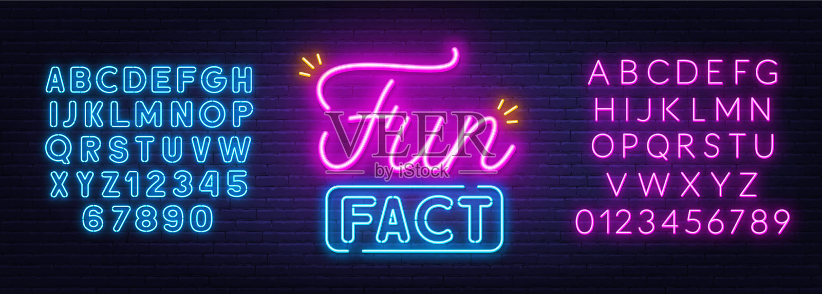 有趣的是,砖墙背景上的霓虹灯插画图片素材