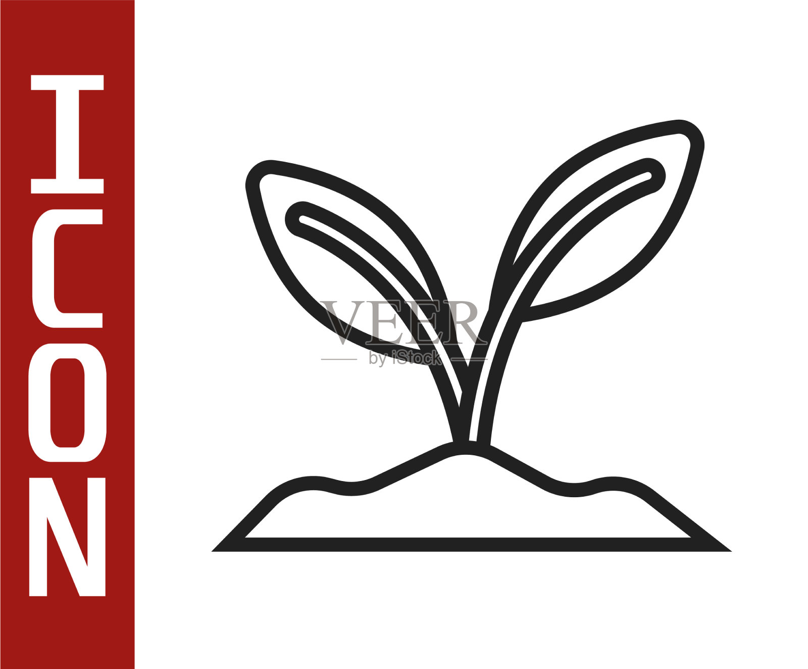 黑线芽图标孤立在白色插画图片素材