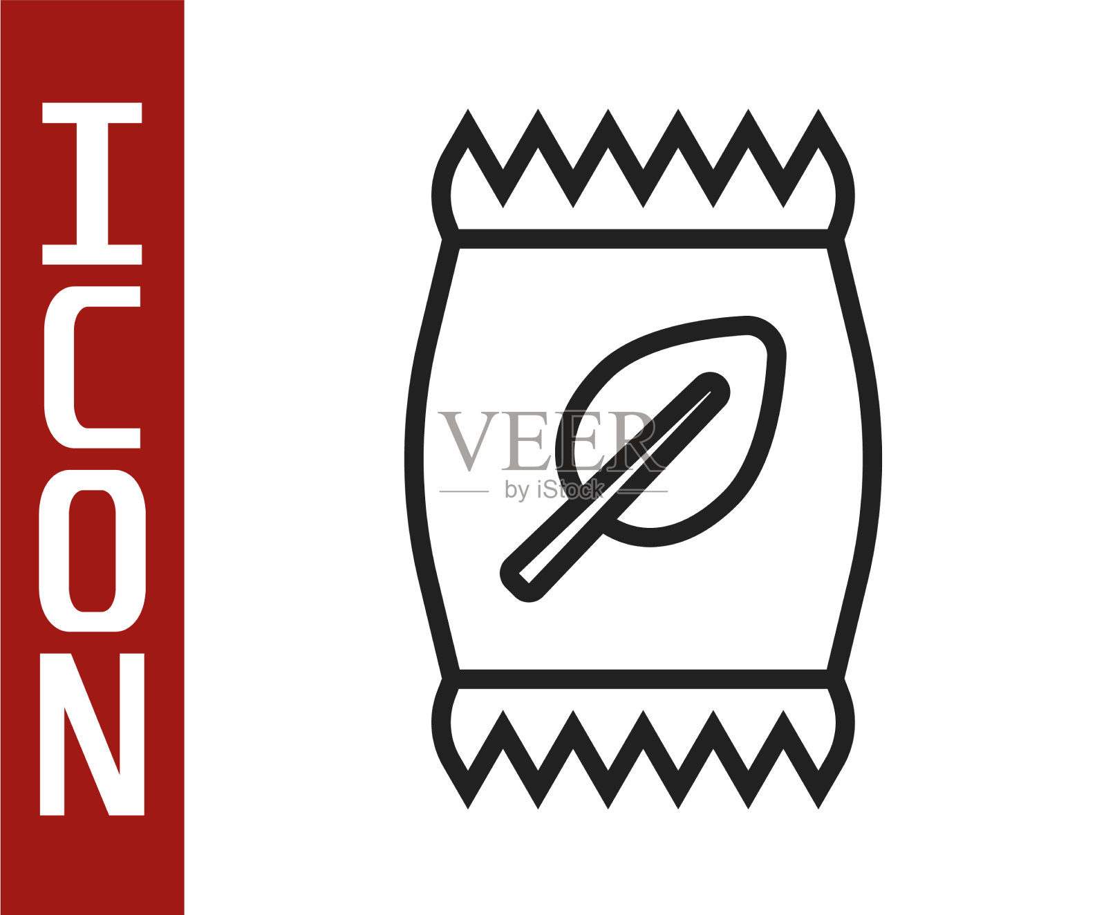 黑线肥料袋图标孤立在白色上插画图片素材