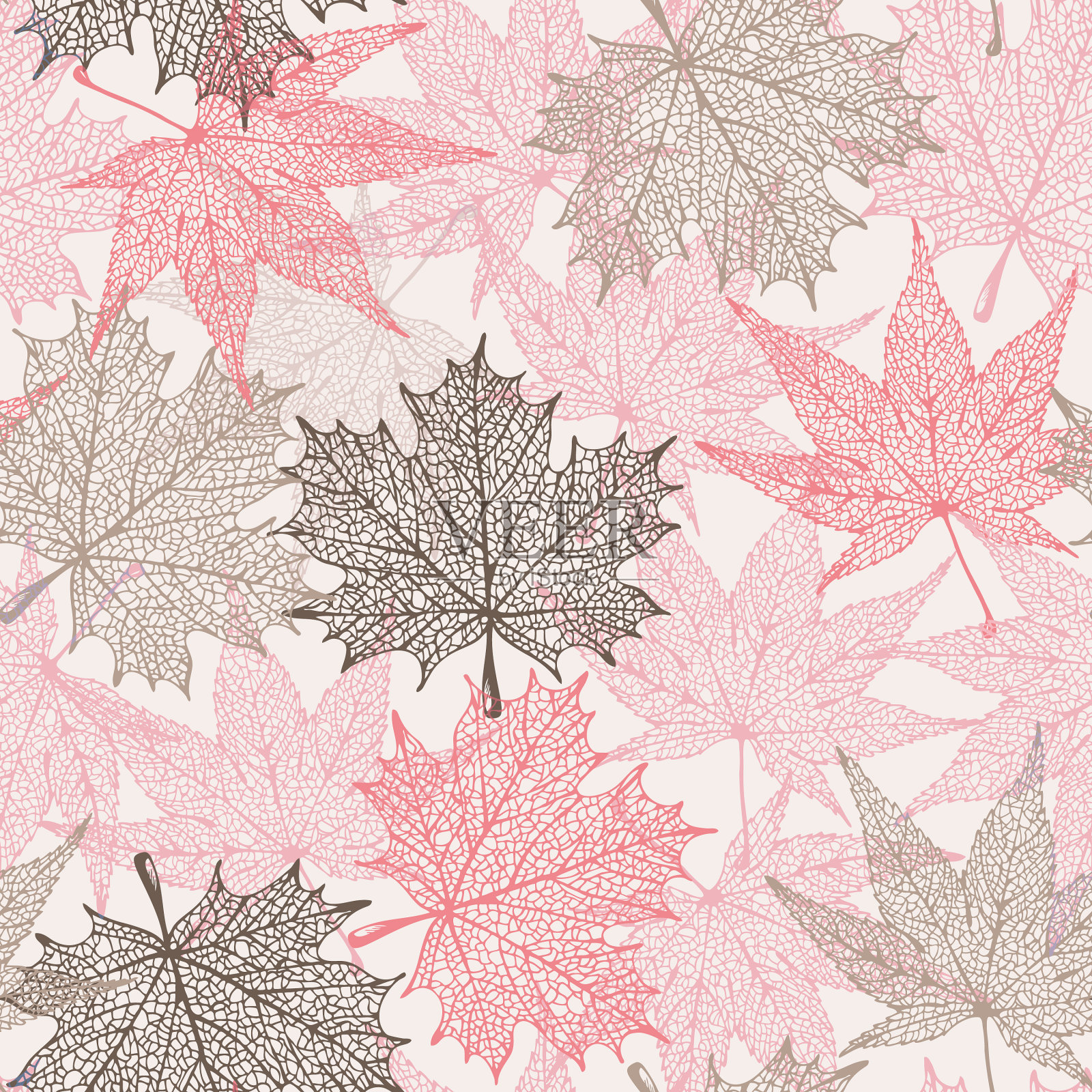 枫叶剪影图案无缝枫叶插画图片素材