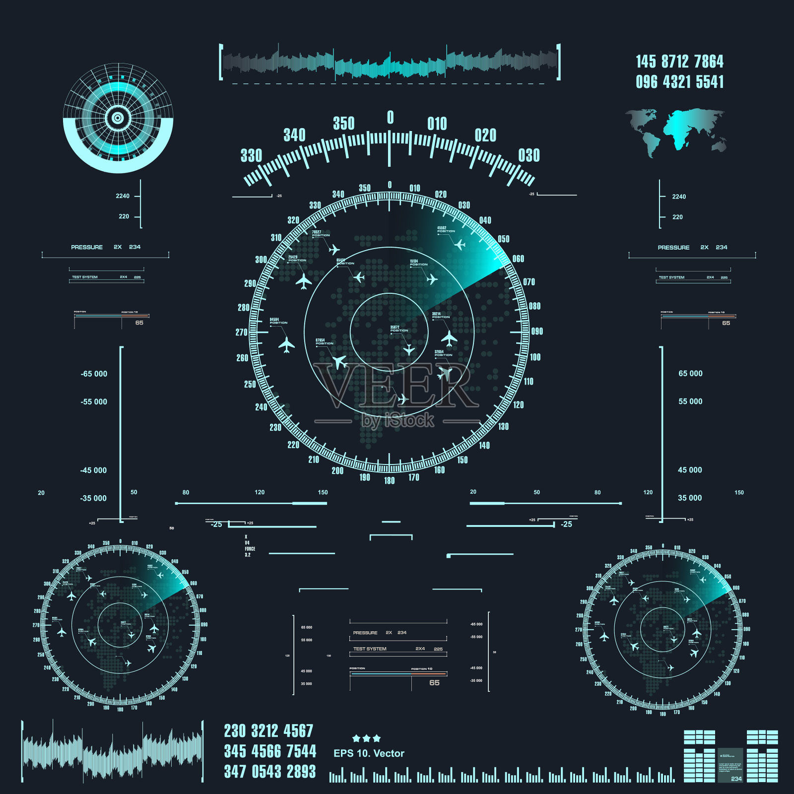 未来的蓝色虚拟图形触摸用户插画图片素材