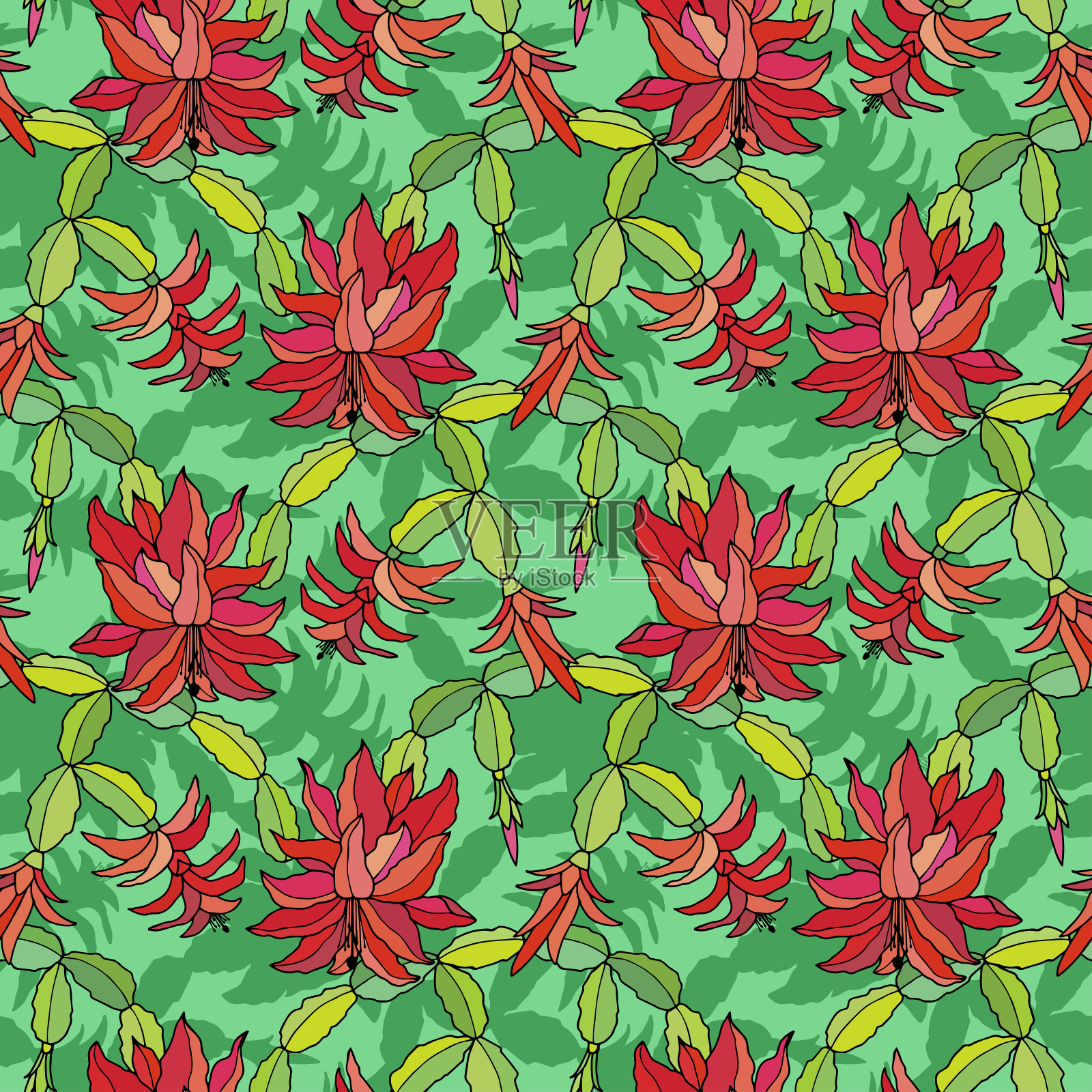 丁香花无缝图案的圣诞植物。插画图片素材