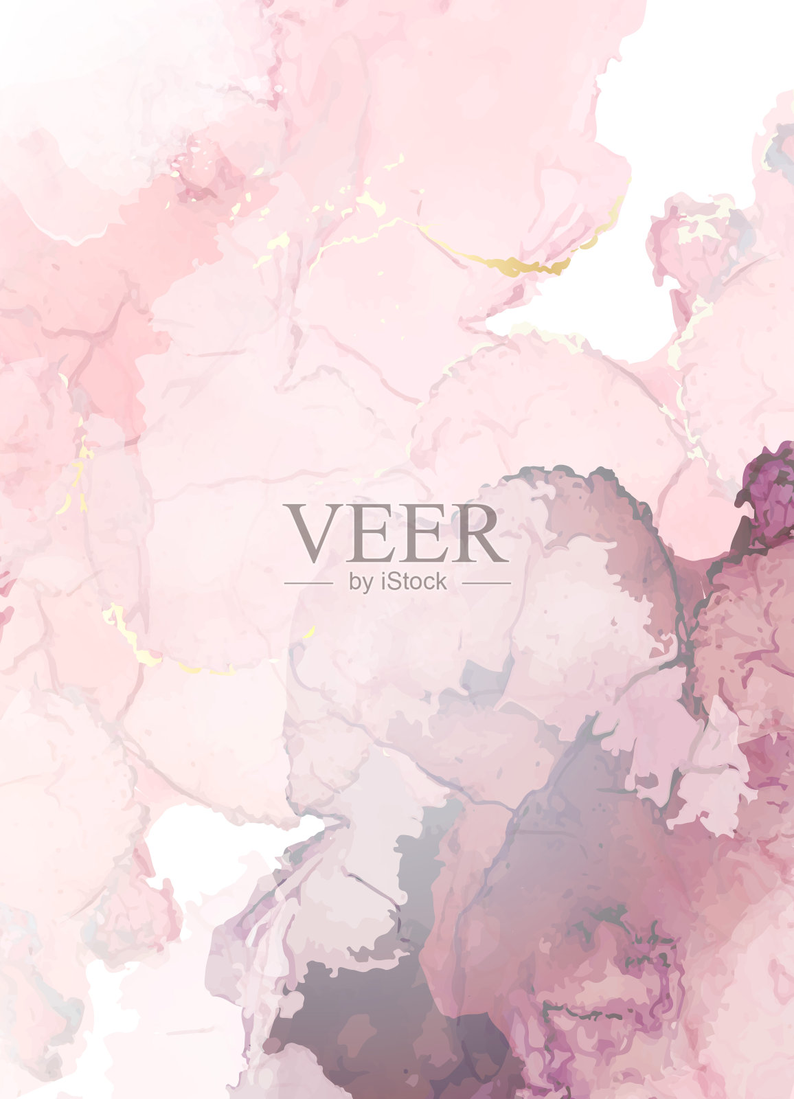 粉色和梅花石英晶洞矢量设计框架。时尚的灰褐色纹理卡。插画图片素材