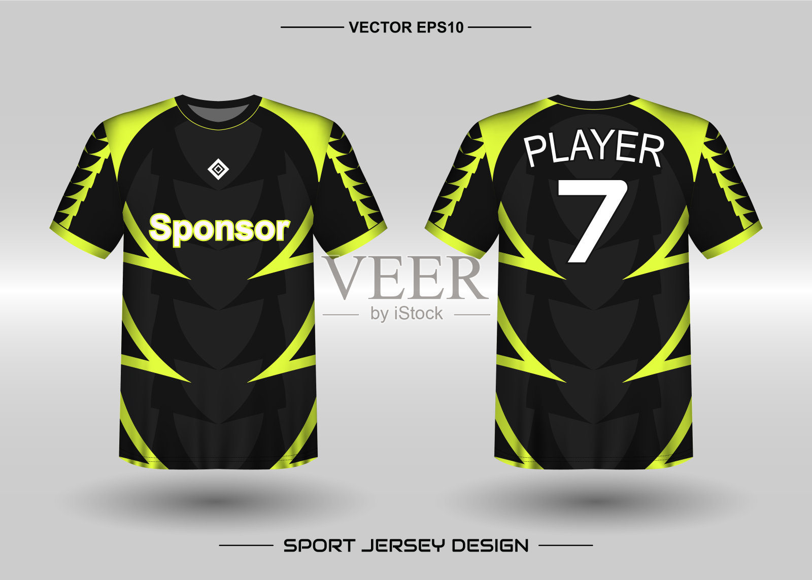 t恤运动矢量设计模板,足球俱乐部的足球球衣模型。前后视图一致。服装男性成人插画图片素材