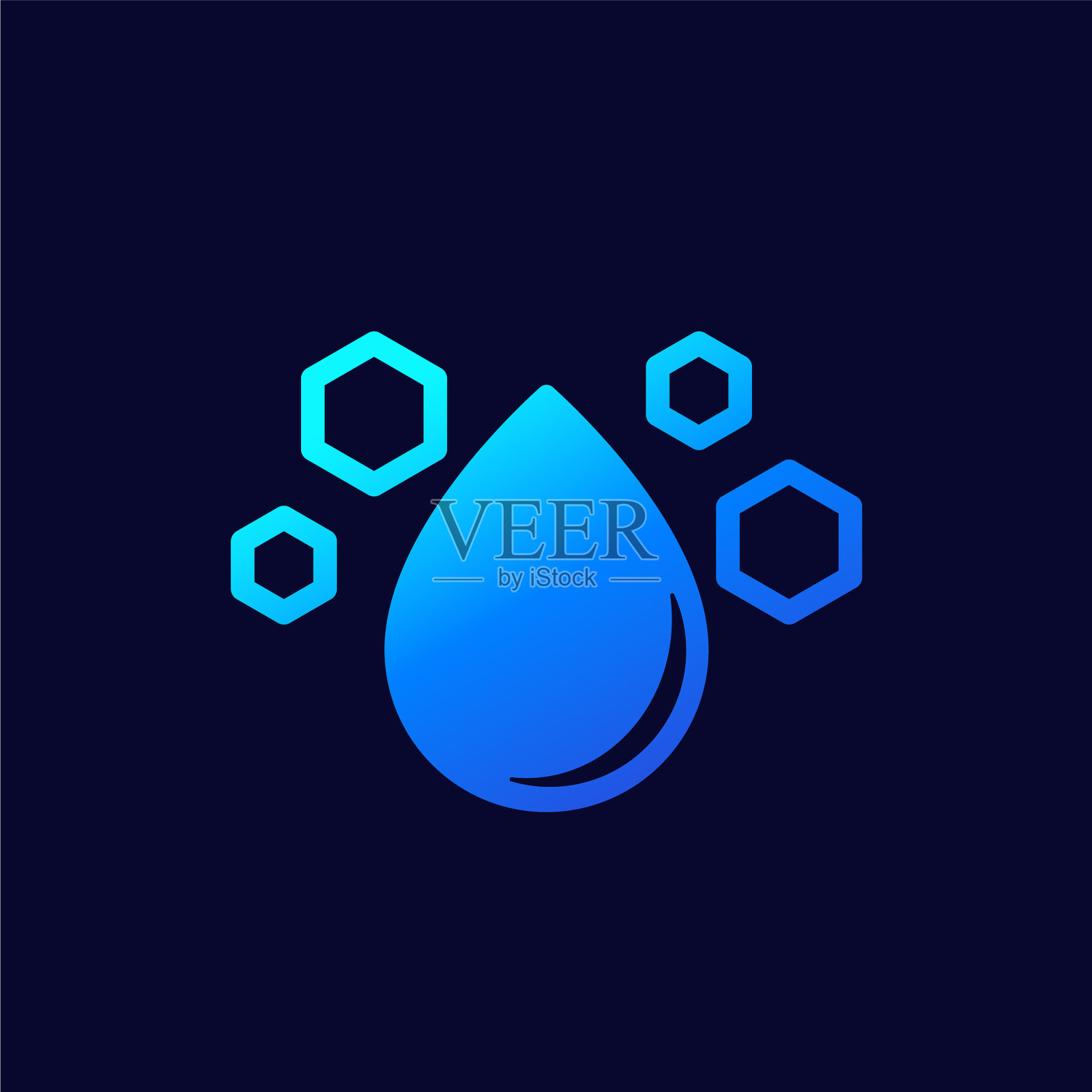 下降与纳米粒子图标在黑暗插画图片素材