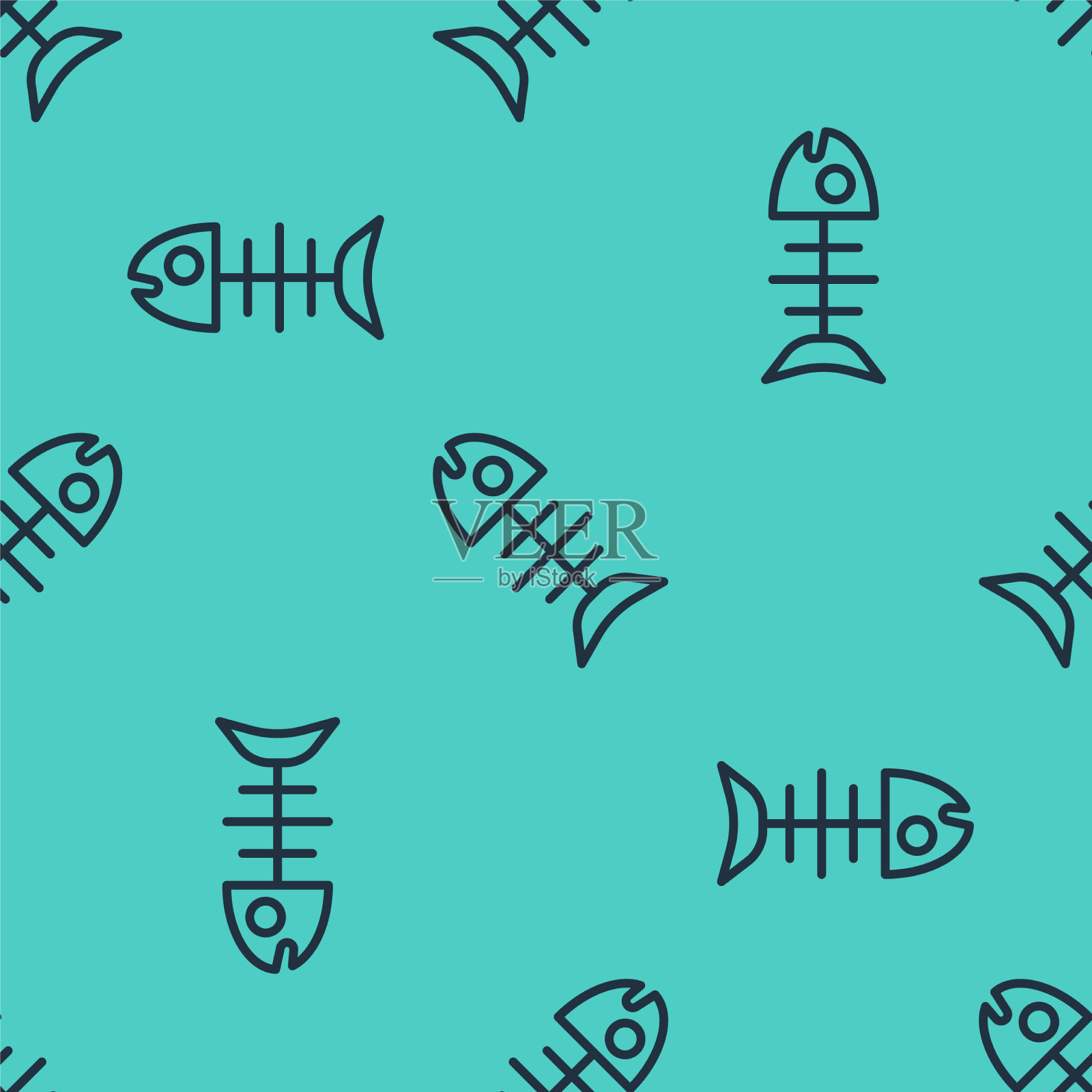 黑线死鱼图标隔离无缝插画图片素材