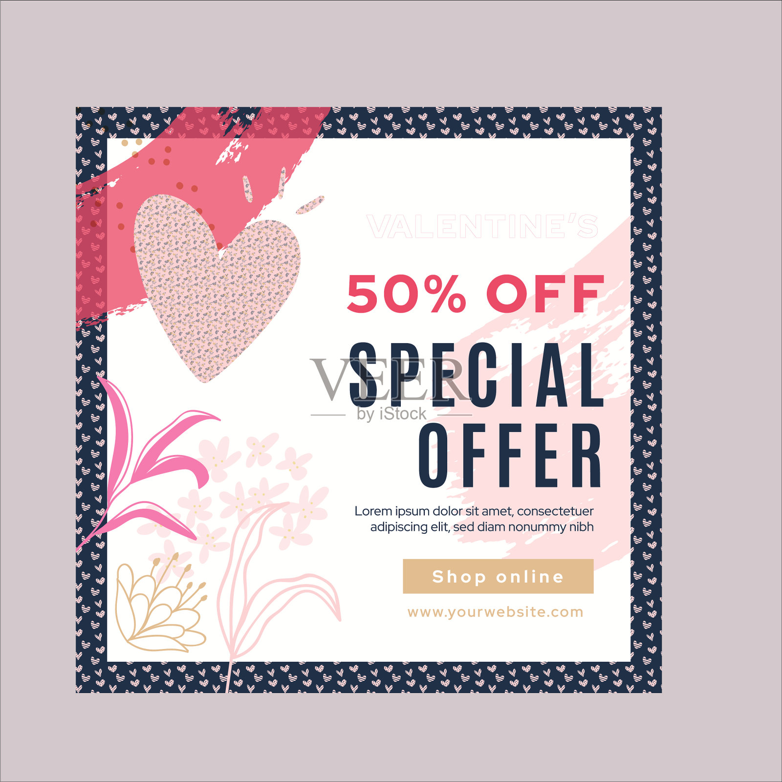 情人节促销instagram帖子设计模板素材