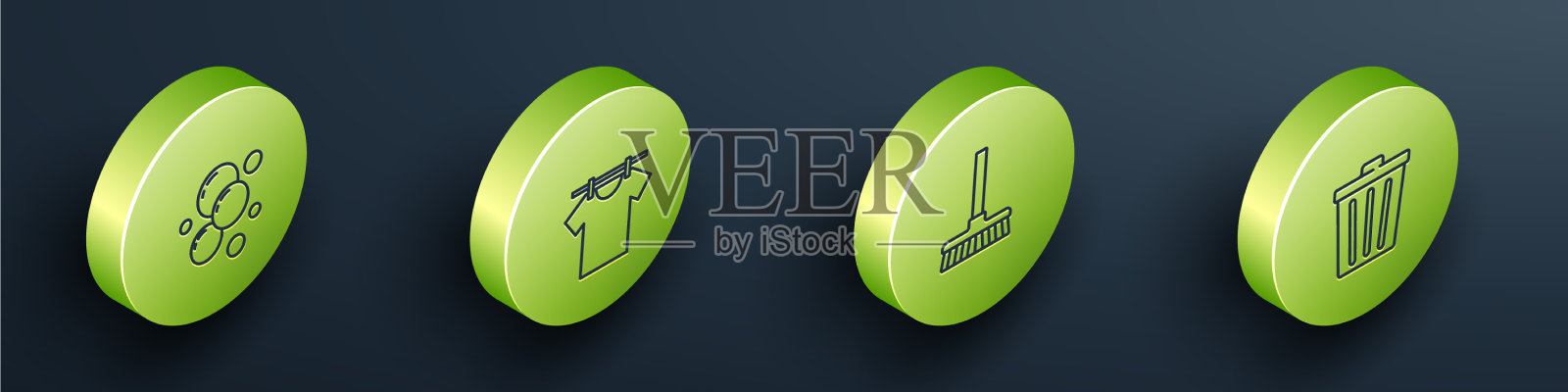 设定等距线肥皂水泡沫干燥图标素材