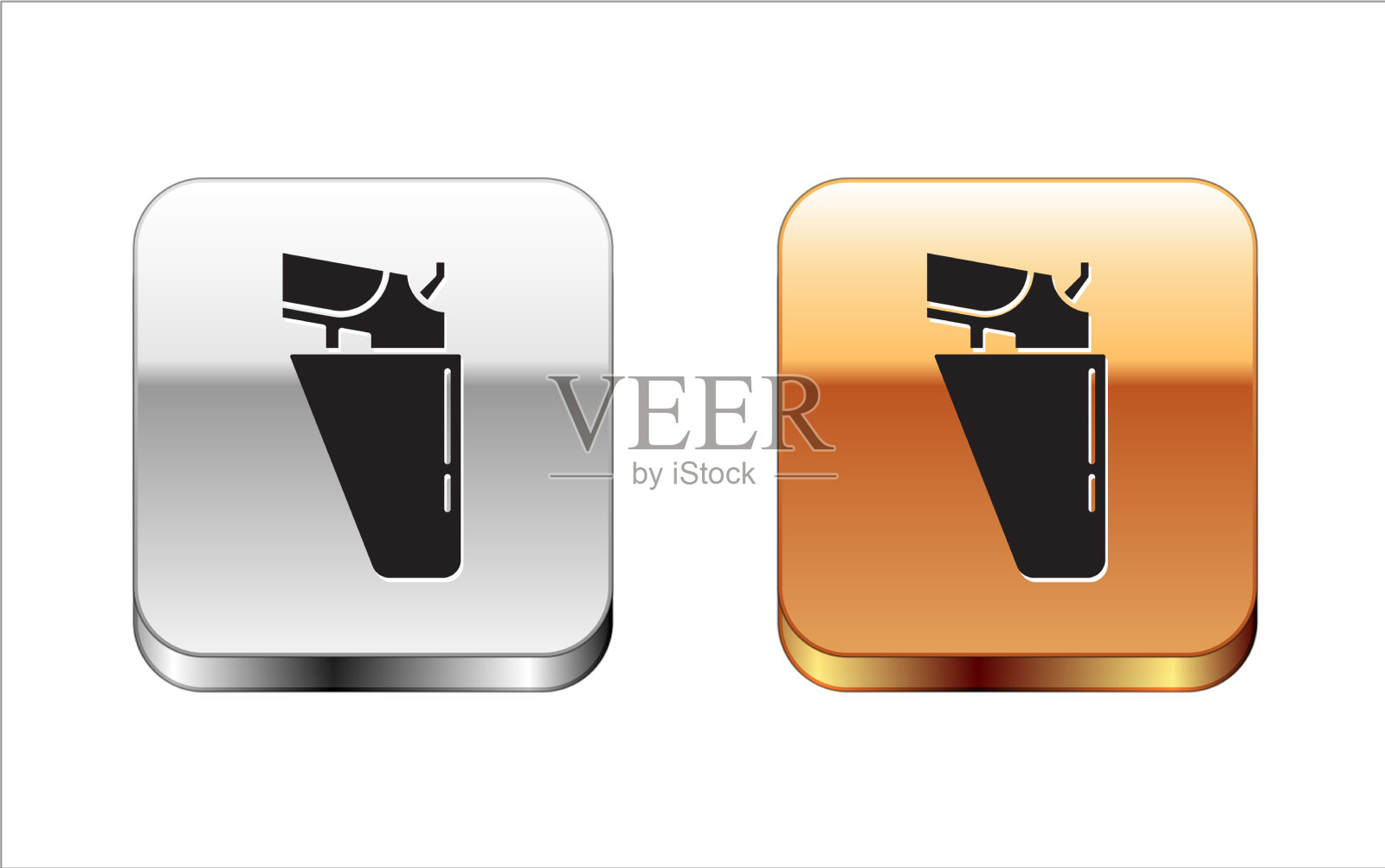 黑色左轮手枪在皮套图标孤立图标素材