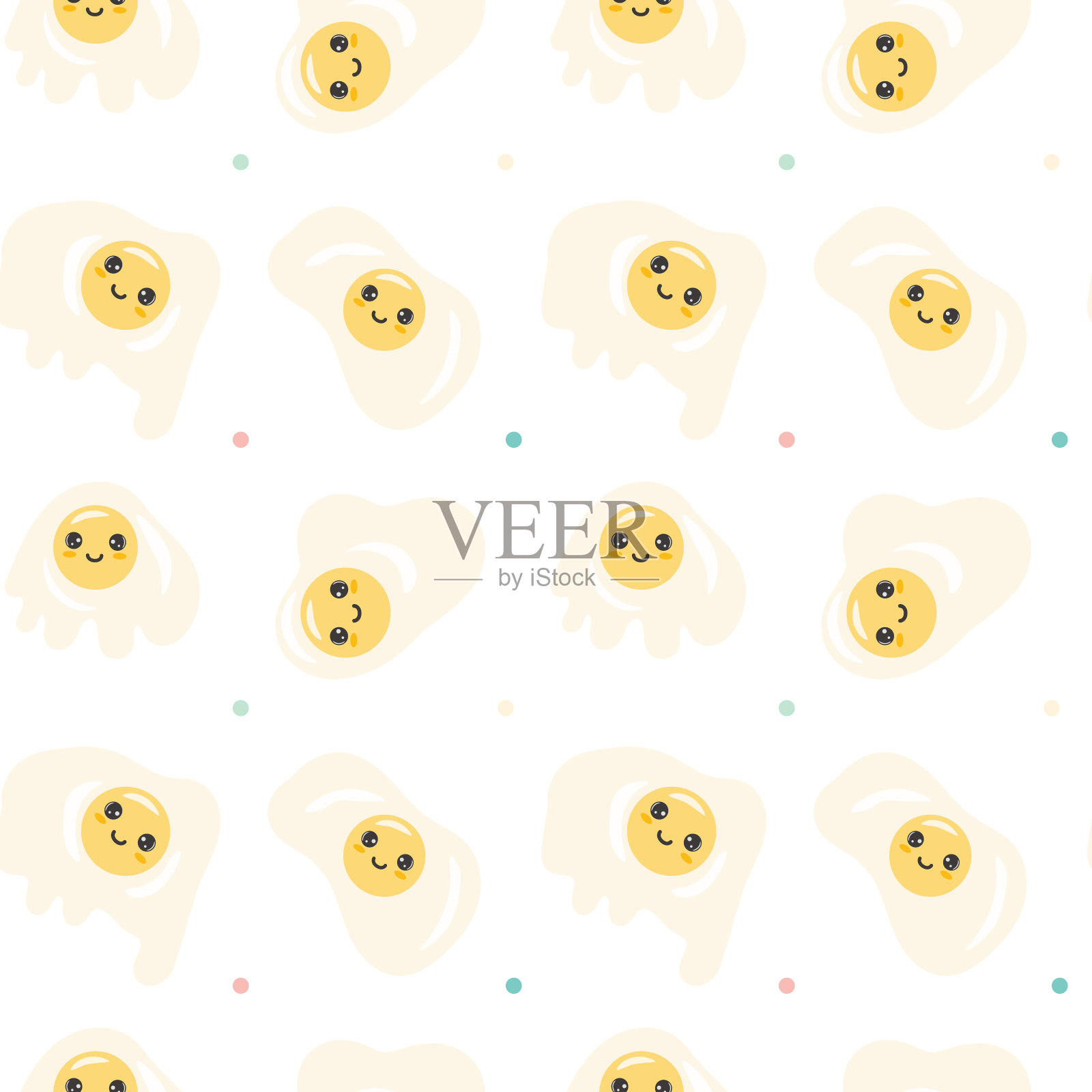 可爱煎蛋无缝背景重复图案。为孩子的矢量背景,设计,包装纸,海报,墙纸。设计元素图片