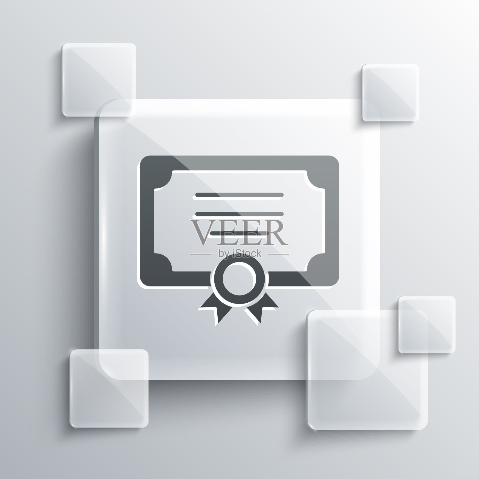灰色证书模板图标隔离在灰色插画图片素材