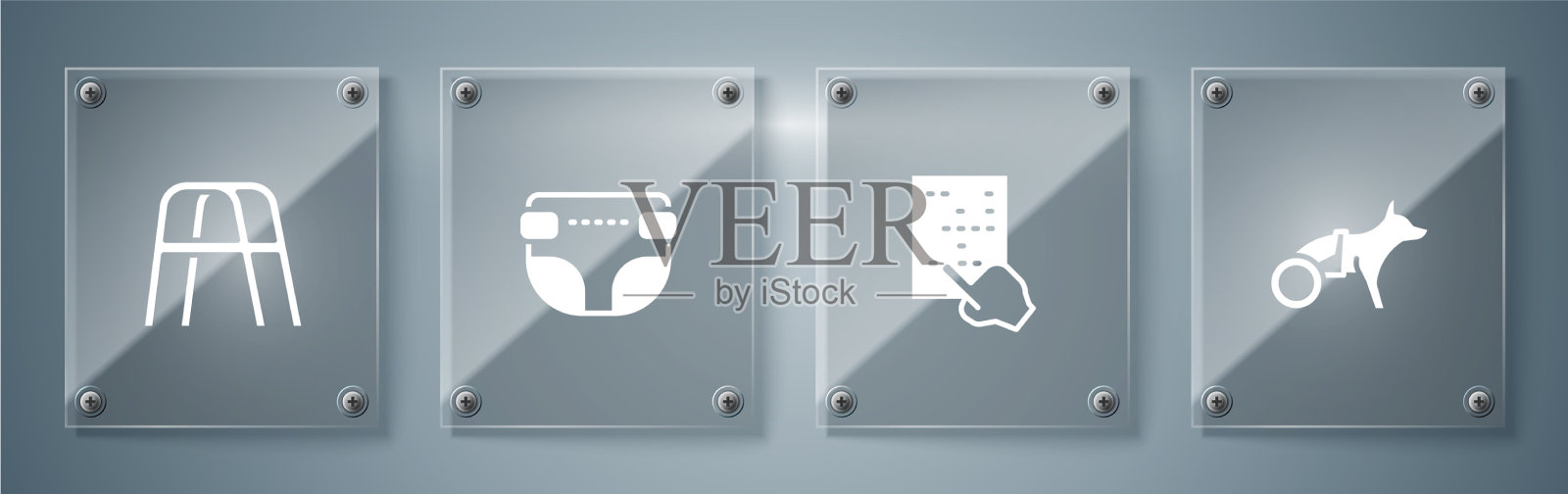 给狗狗穿上轮椅盲文成人尿布图标素材