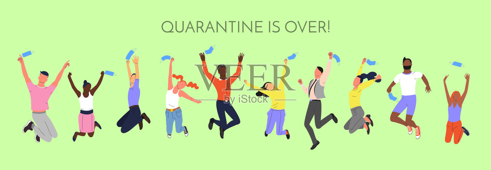 人群年轻快乐微笑多国多元插画图片素材