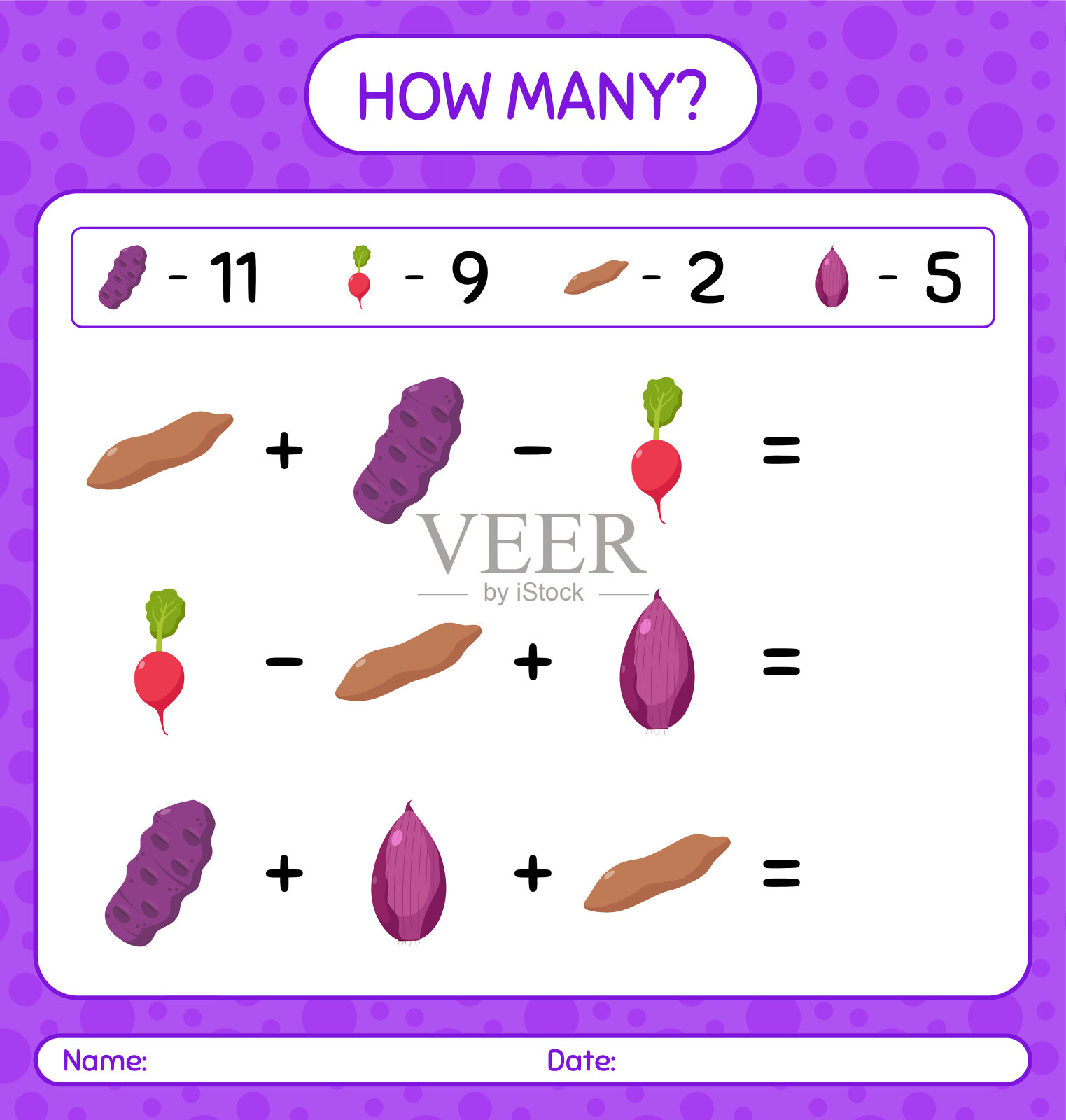 有多少数菜游戏。学龄前儿童的工作表,儿童活动表,可打印的工作表插画图片素材