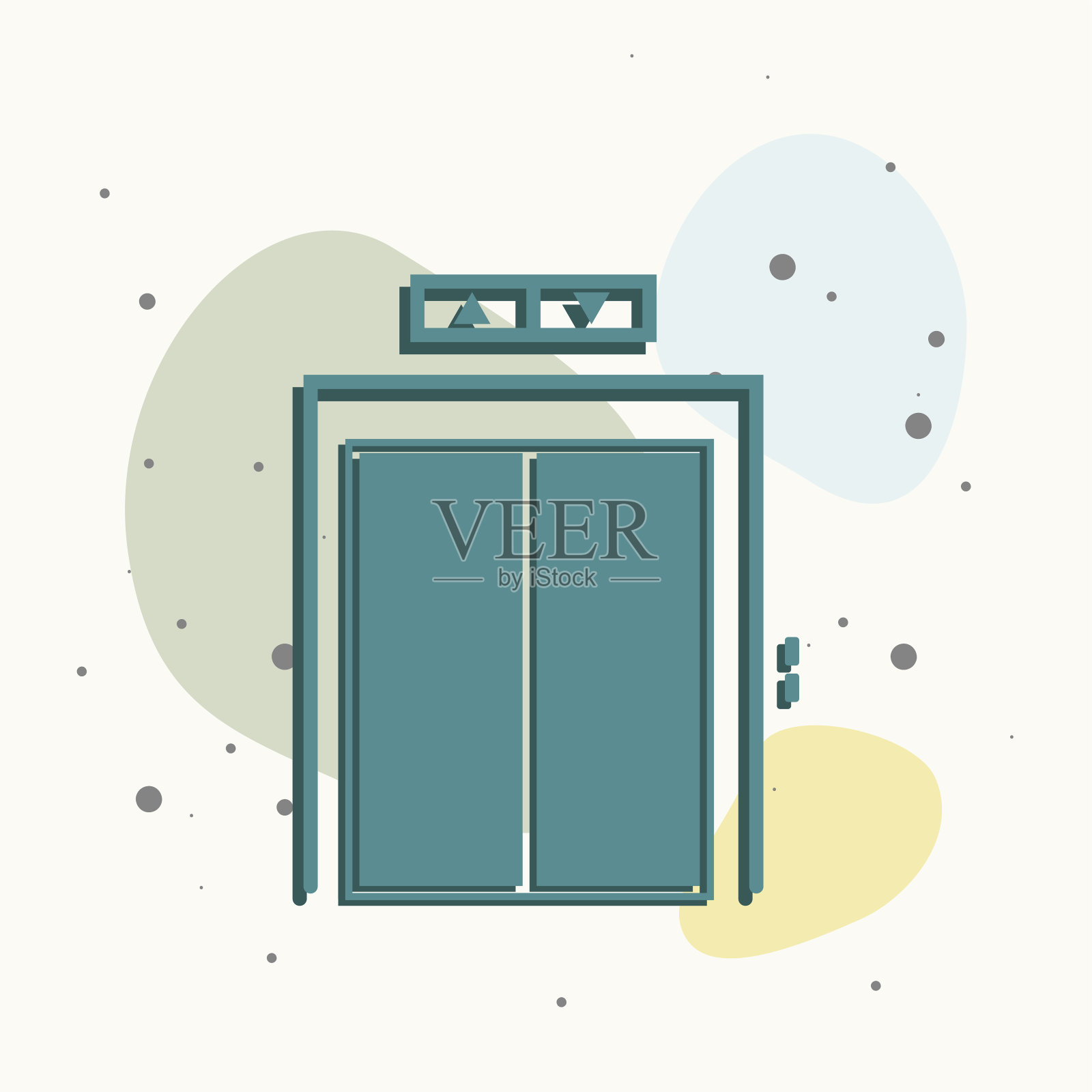 电梯矢量图标上的多色背景。插画图片素材