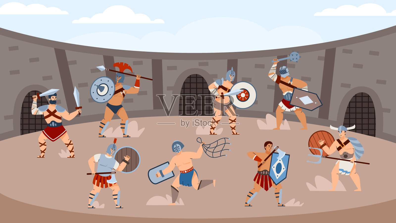 古罗马古罗马的角斗士或军团插画图片素材