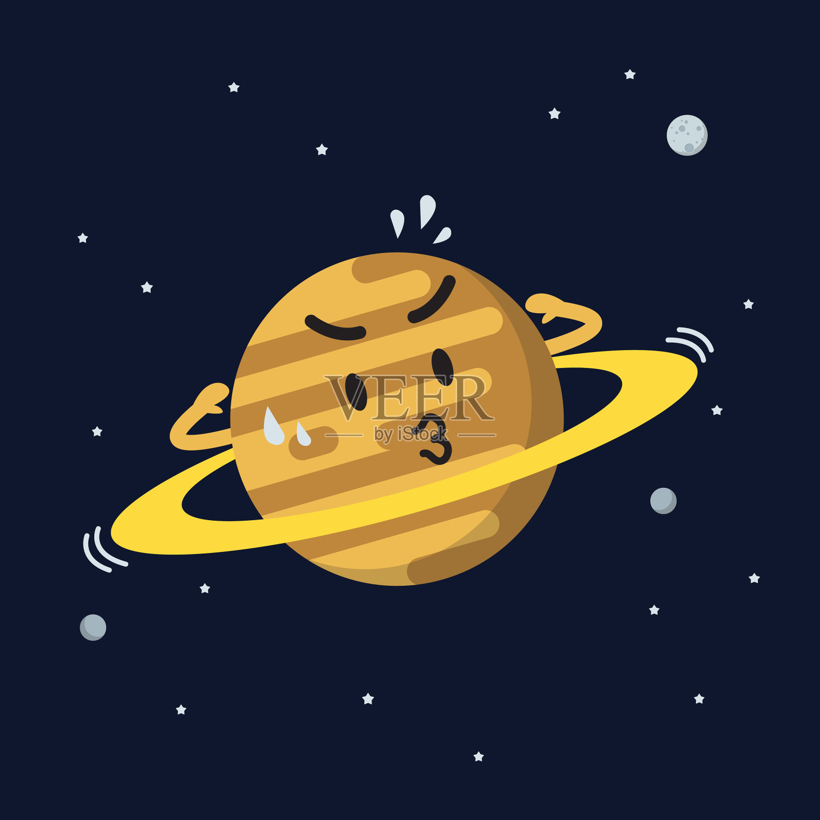 土星在太空背景下运动插画图片素材