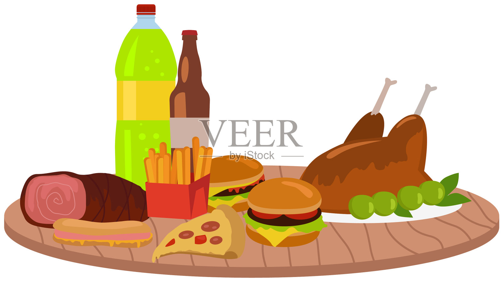 餐桌上的快餐套餐经典芝士汉堡设计元素图片