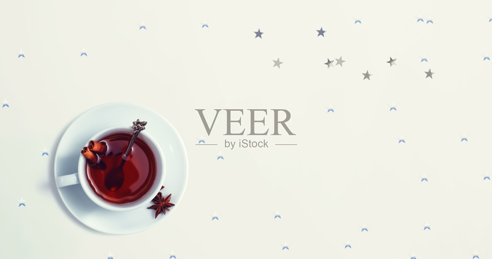 肉桂茶,星星纸屑照片摄影图片