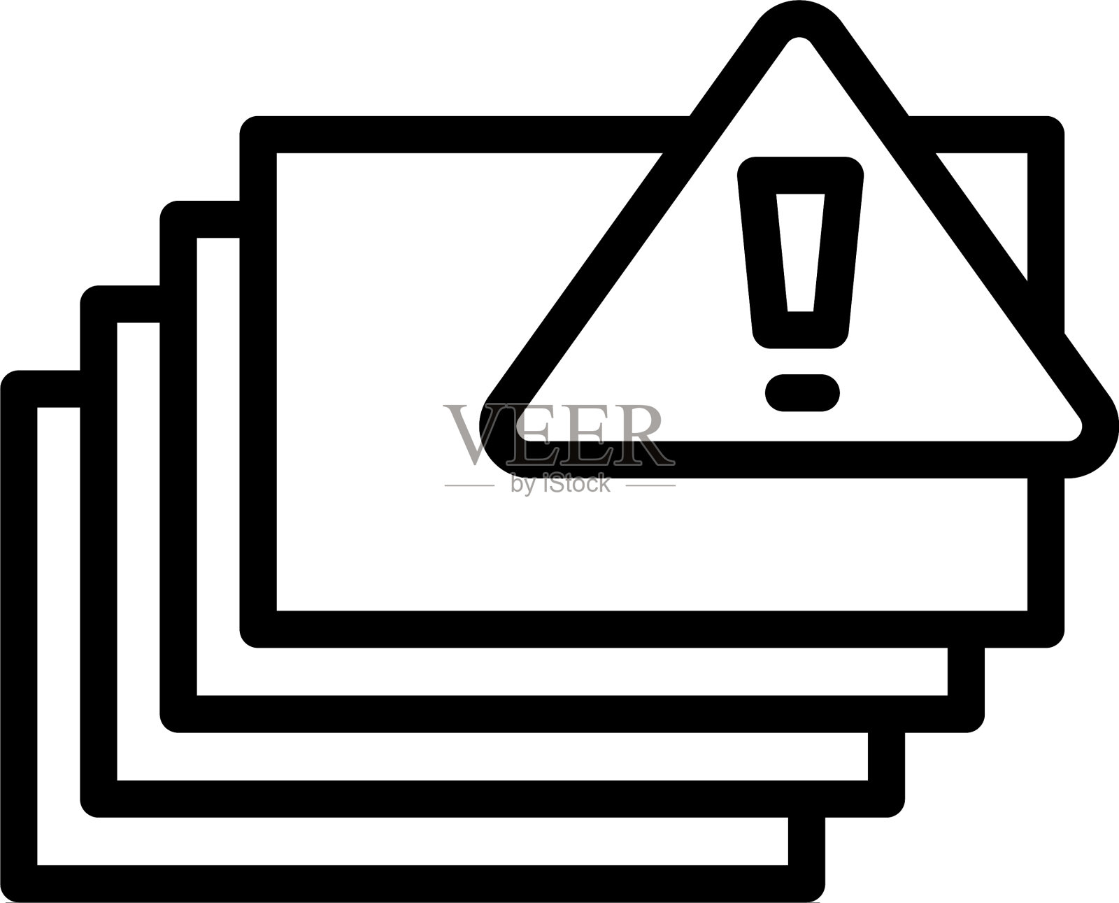 警告打印表图标轮廓样式插画图片素材