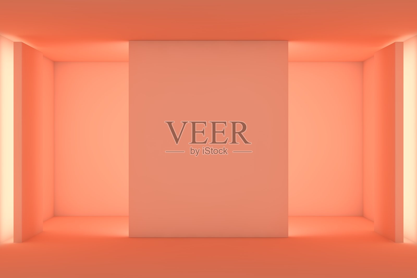 抽象的现代展厅室内设计,空的混凝土地板和墙壁背景-大厅或舞台3d插图照片摄影图片