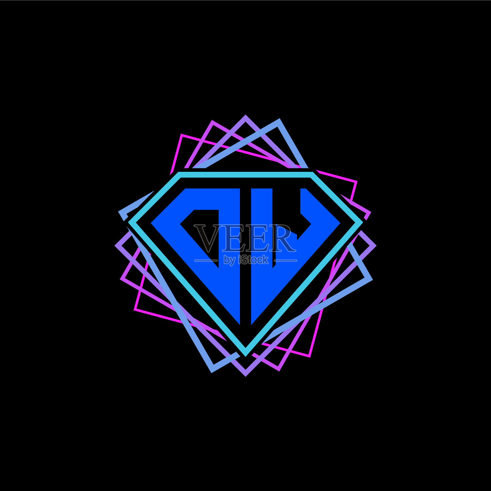 首字母o,带有菱形和方形图案插画图片素材