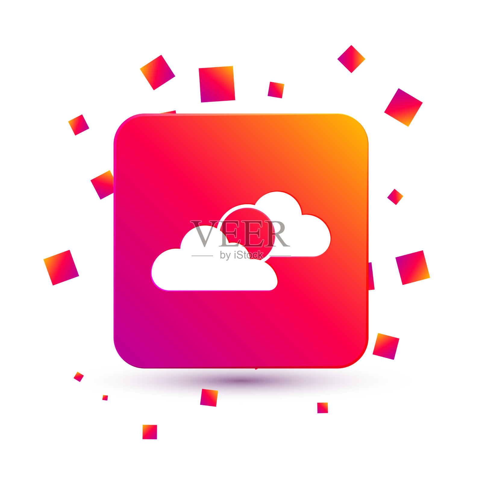 白色的太阳和云天气图标孤立在白色插画图片素材