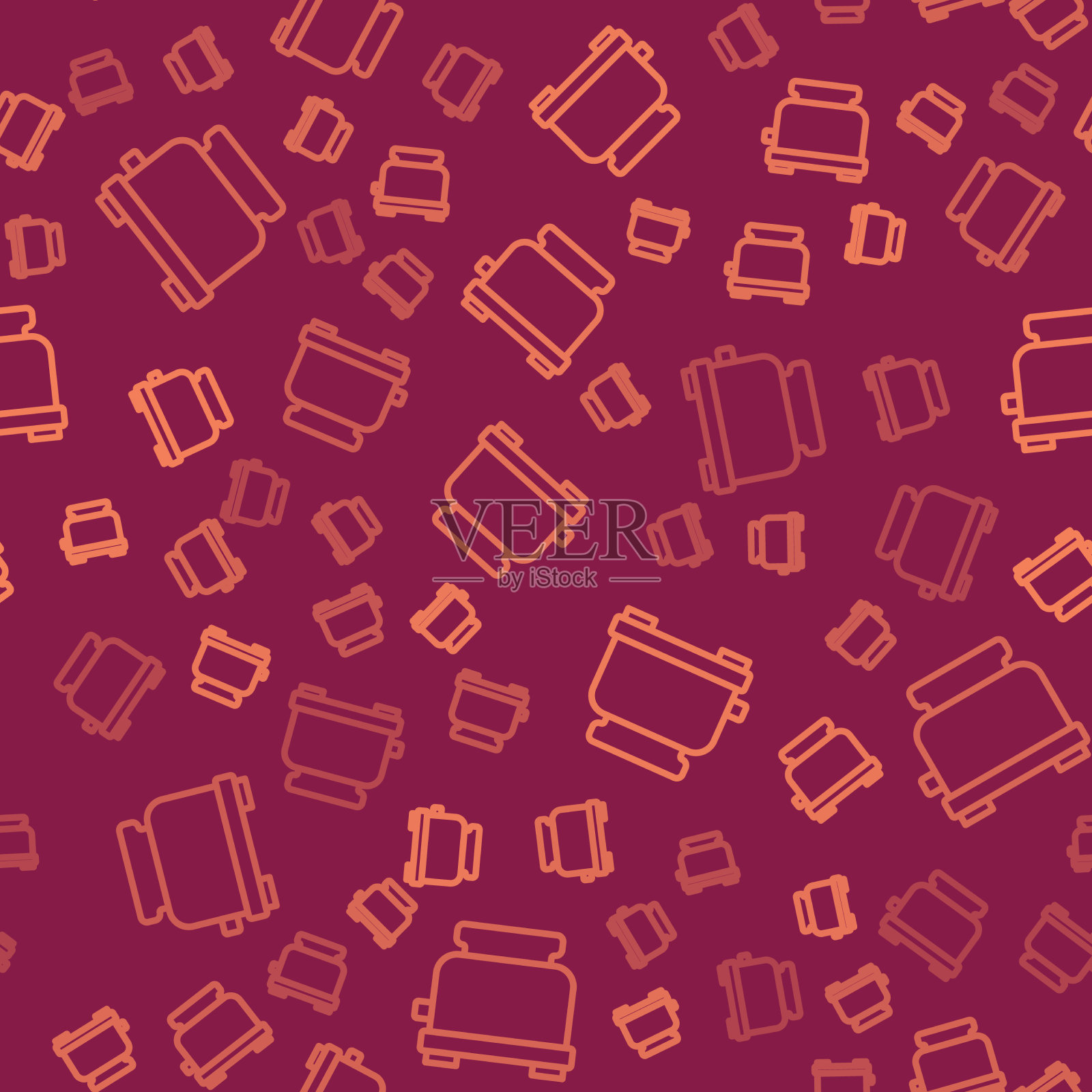 棕色线烤面包机图标隔离无缝模式插画图片素材