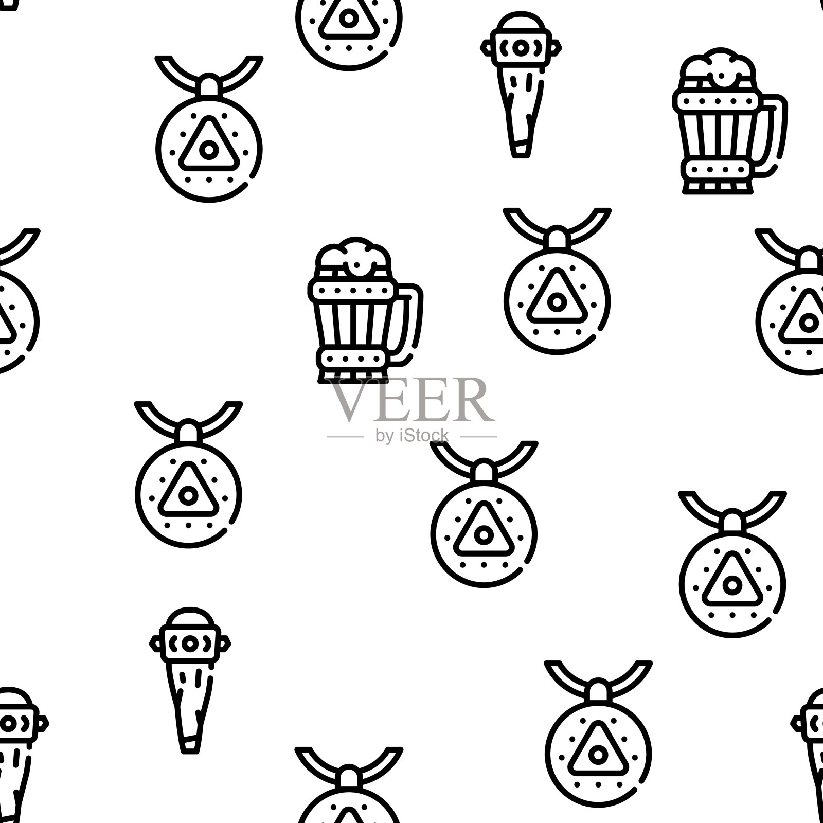 维京古代文化矢量无缝模式插画图片素材