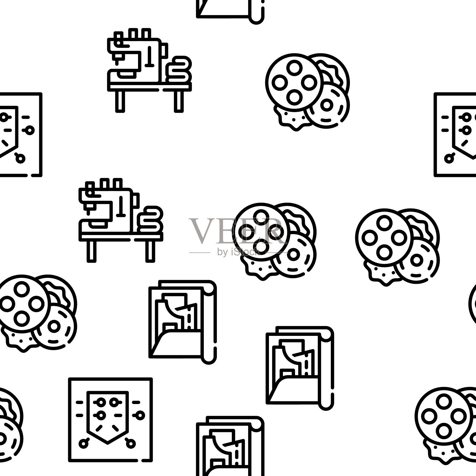 缝纫工艺工作室矢量无缝模式插画图片素材