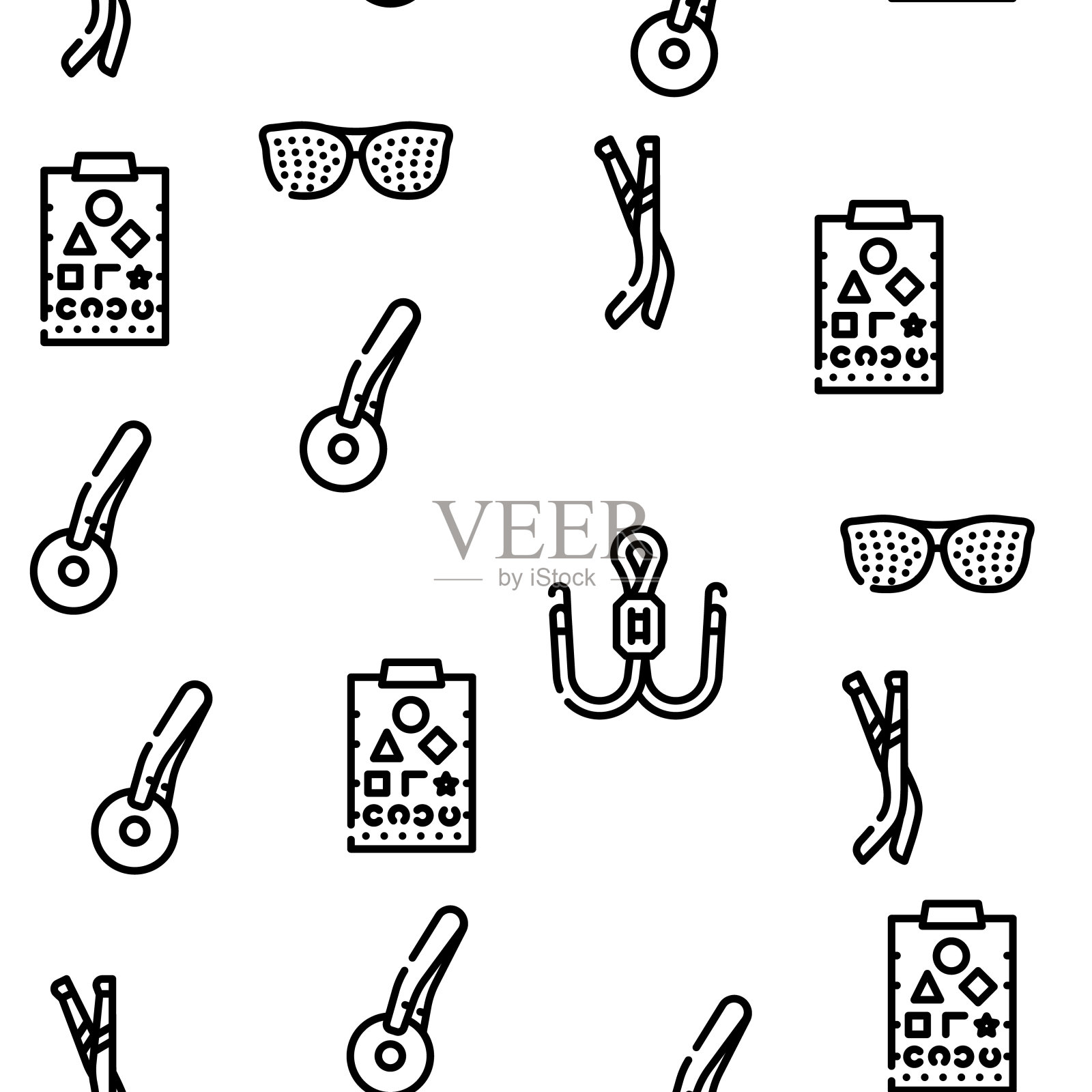 眼镜和镜头矢量无缝模式插画图片素材