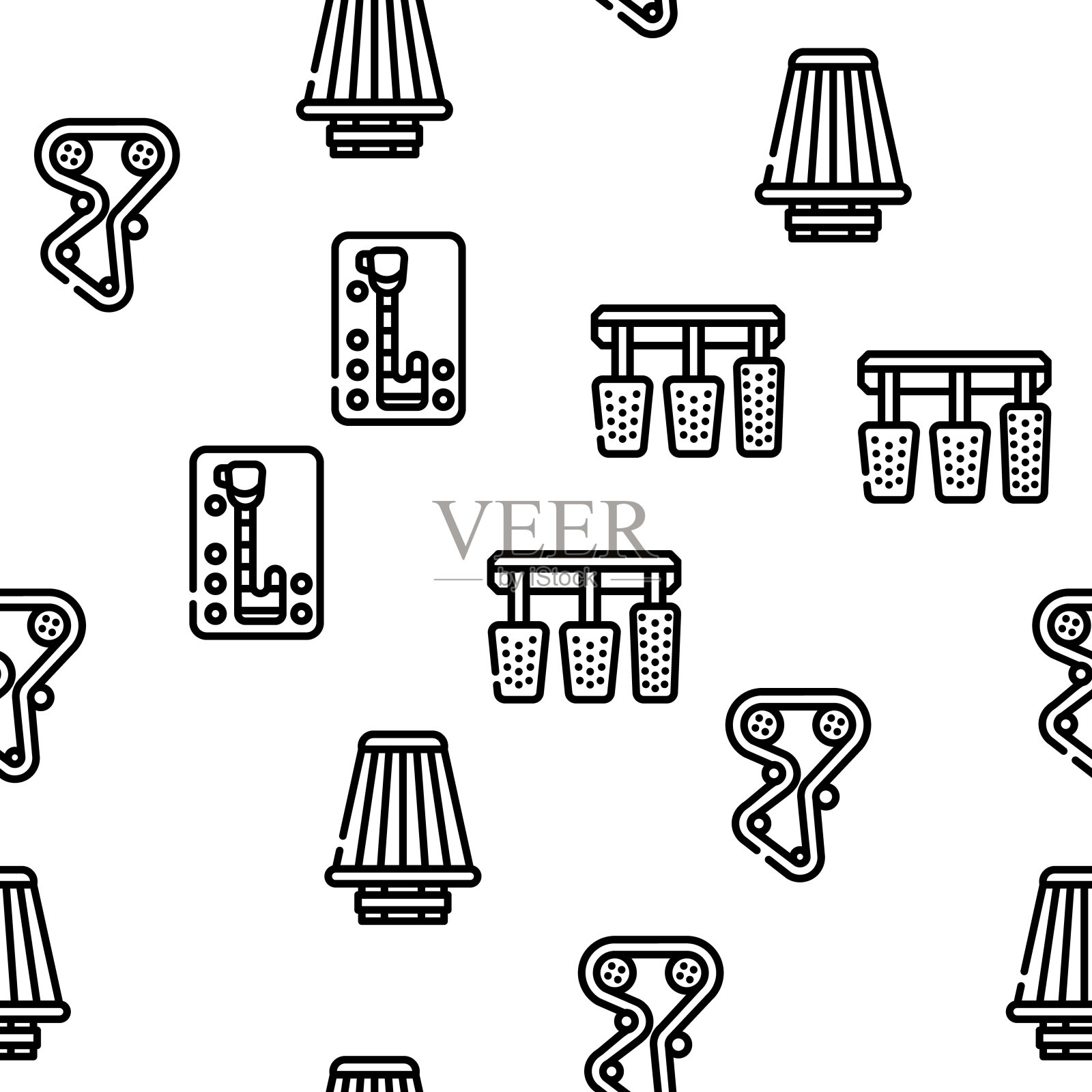 汽车车辆细节矢量无缝模式插画图片素材