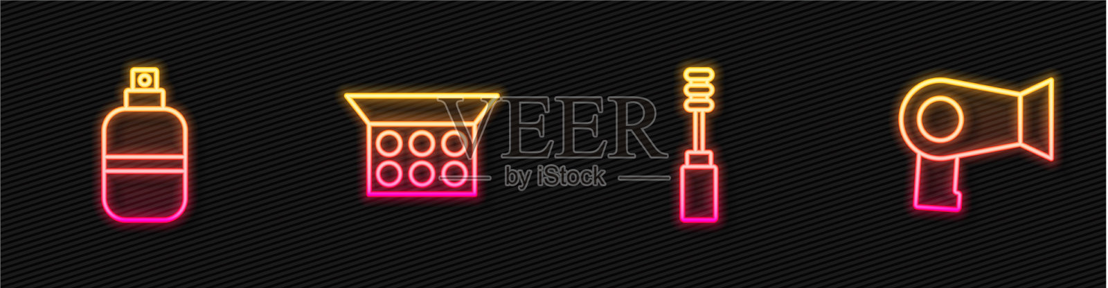 设眼线睫毛膏刷香水粉底图标素材