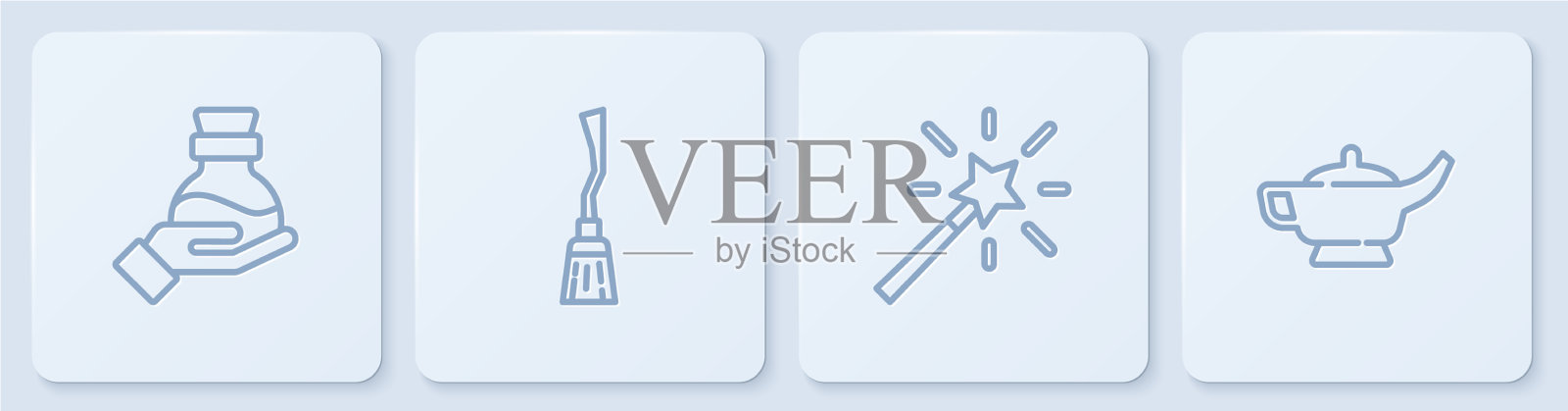 设定线瓶与药水魔术棒女巫图标素材