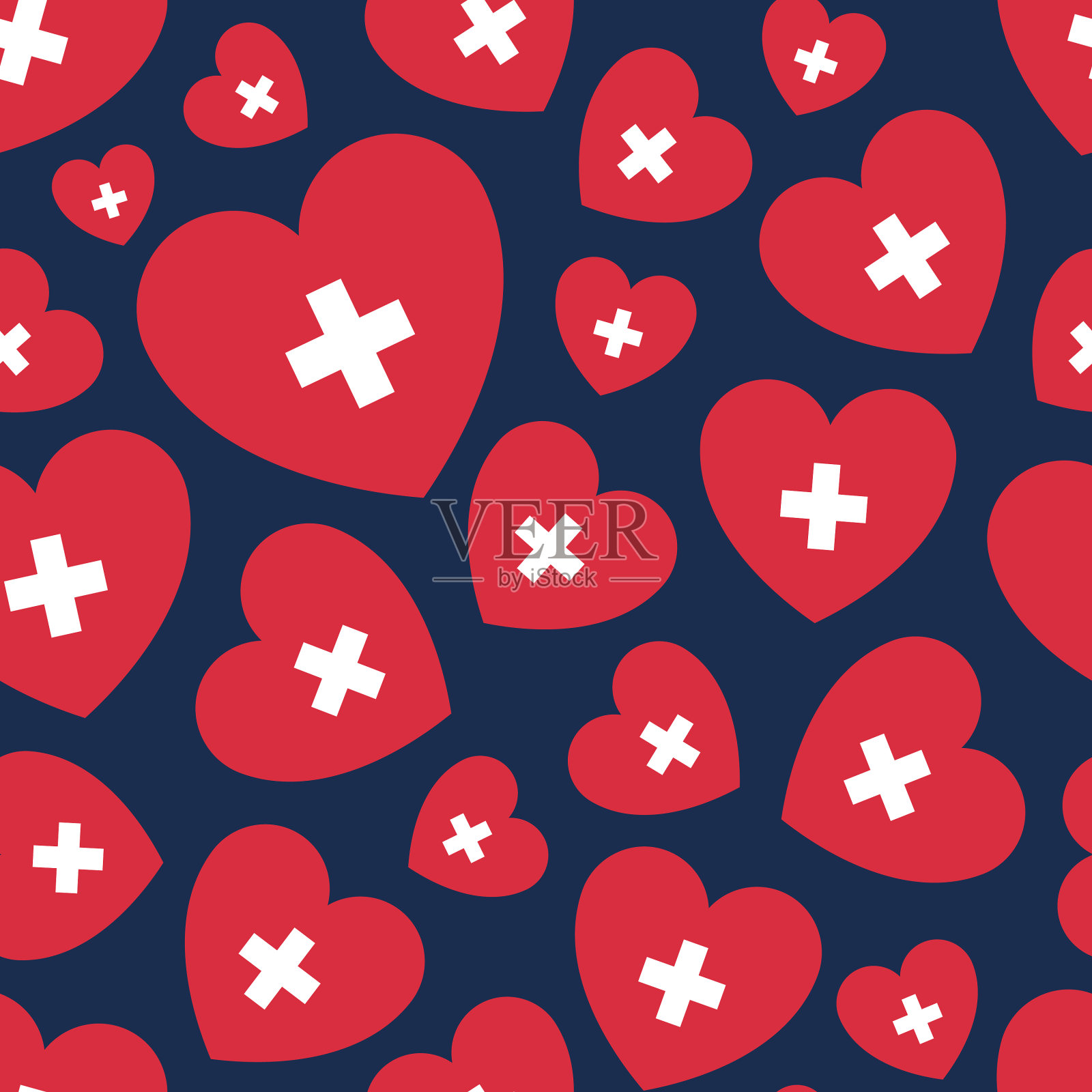 无缝图案抽象红心插画图片素材