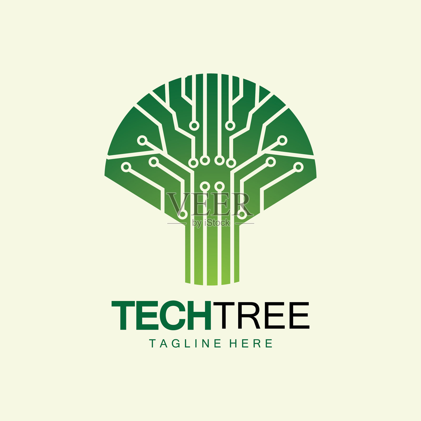 科技树标志概念绿色网络技术插画图片素材