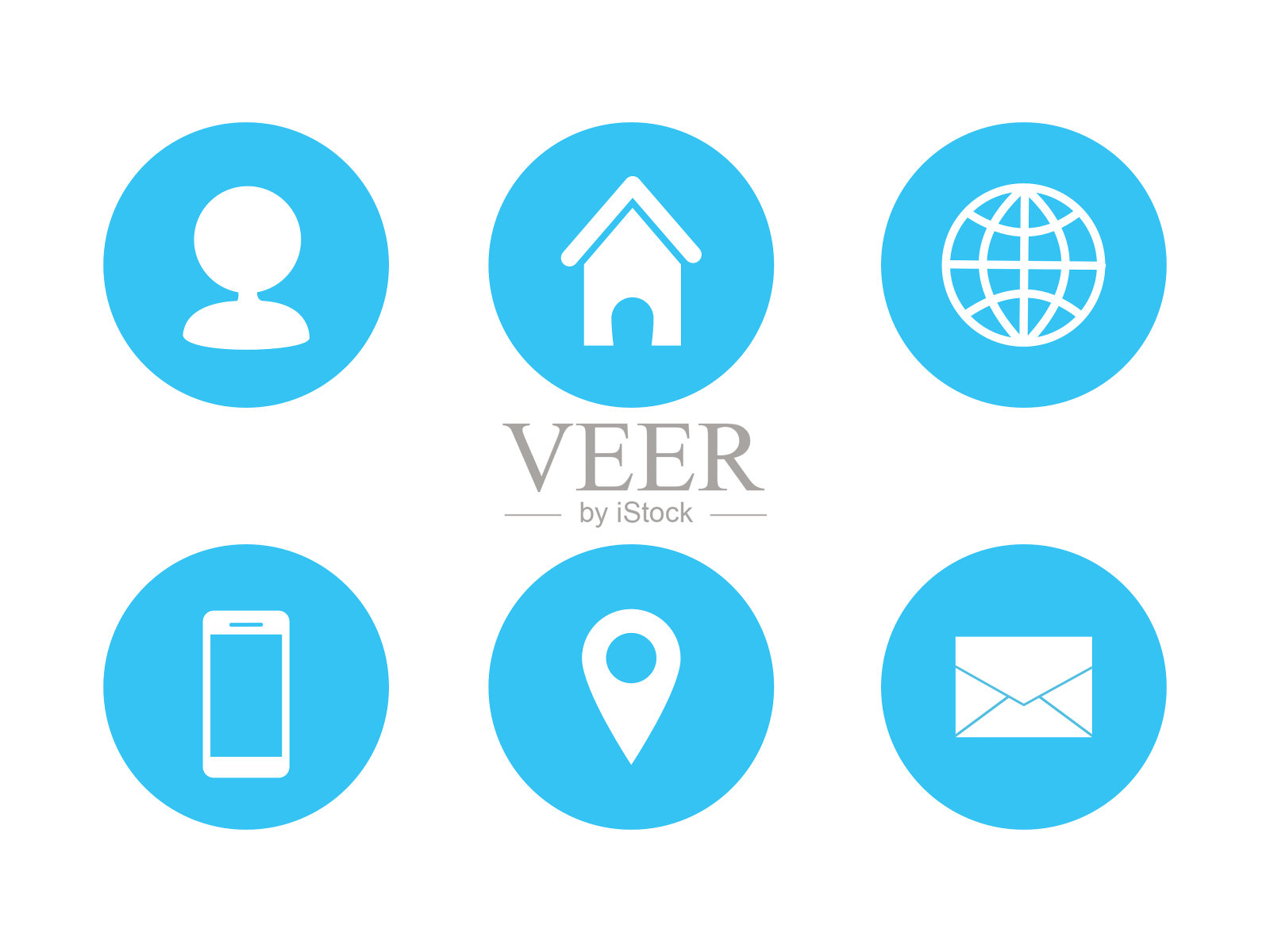 名片图标设置在白色背景。图标素材