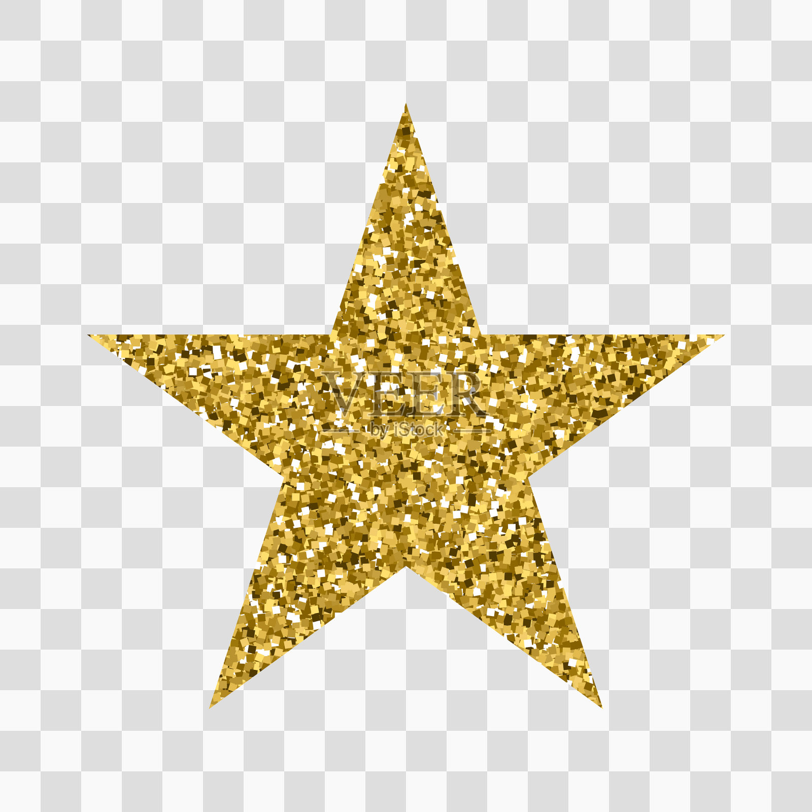金色闪光图标星隔离透明插画图片素材