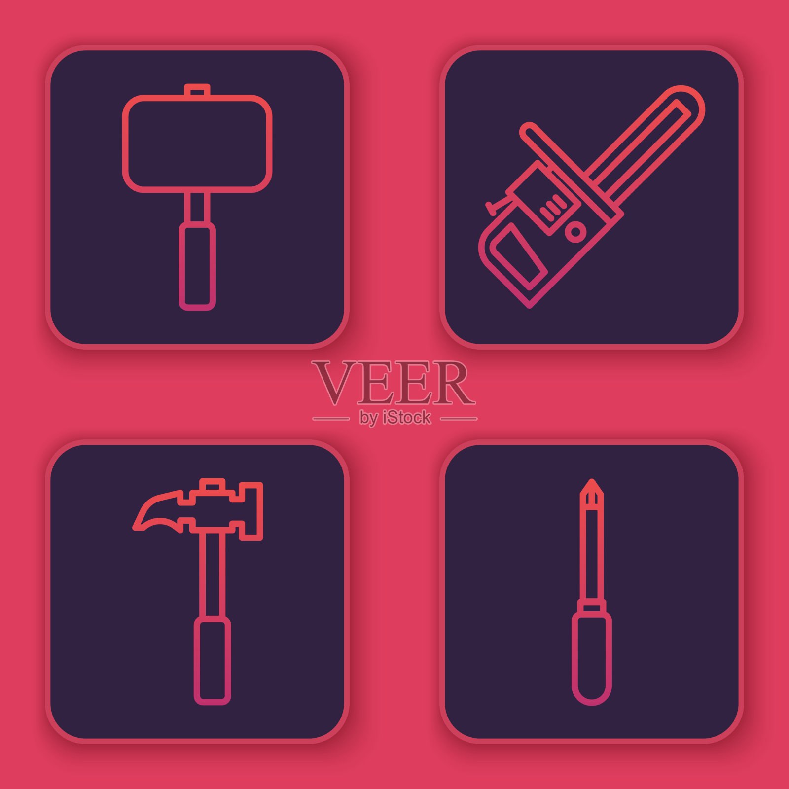 设置线大锤羊角锤链锯和图标素材